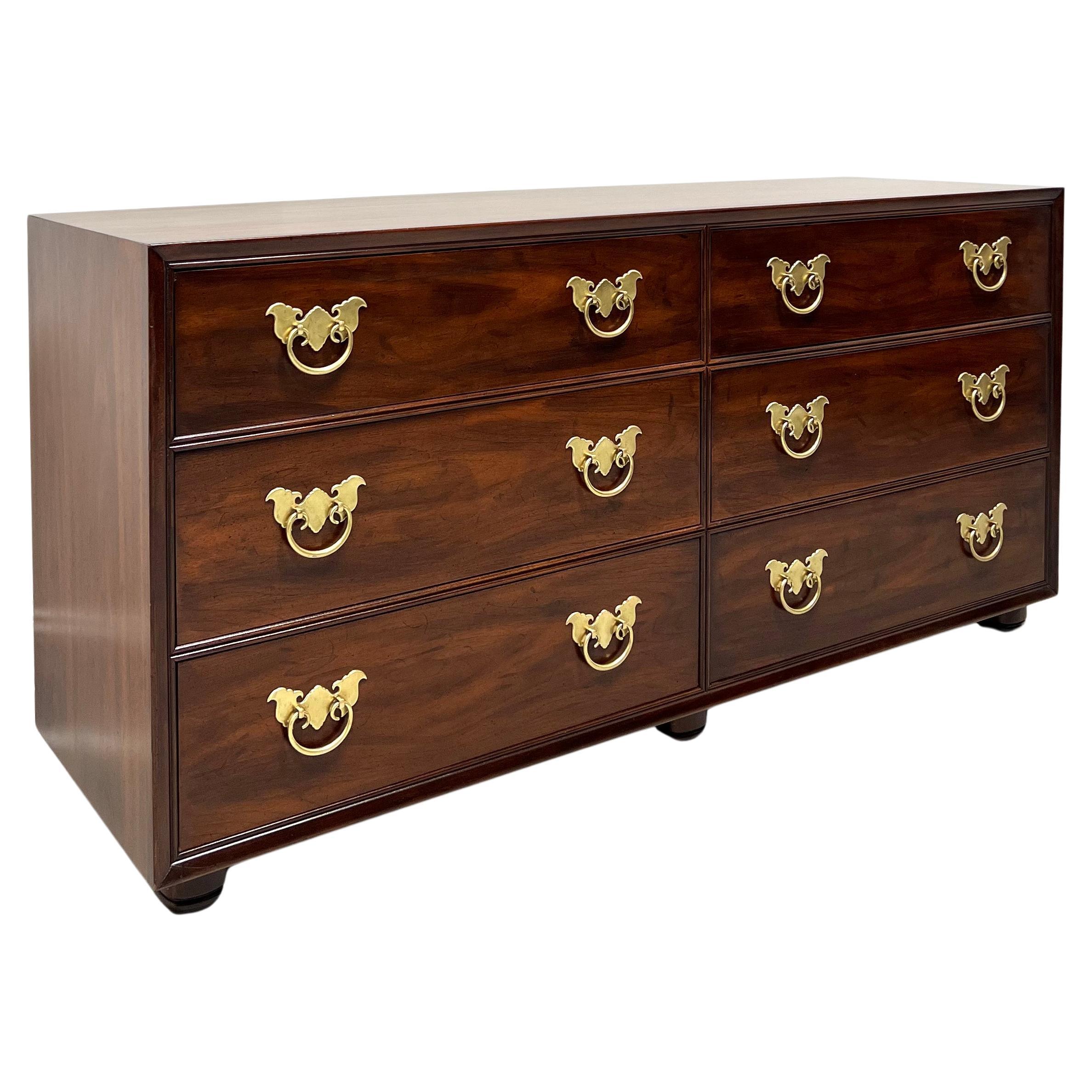 HENREDON Asian Chinoiserie Style Six Drawer Double Dresser For Sale