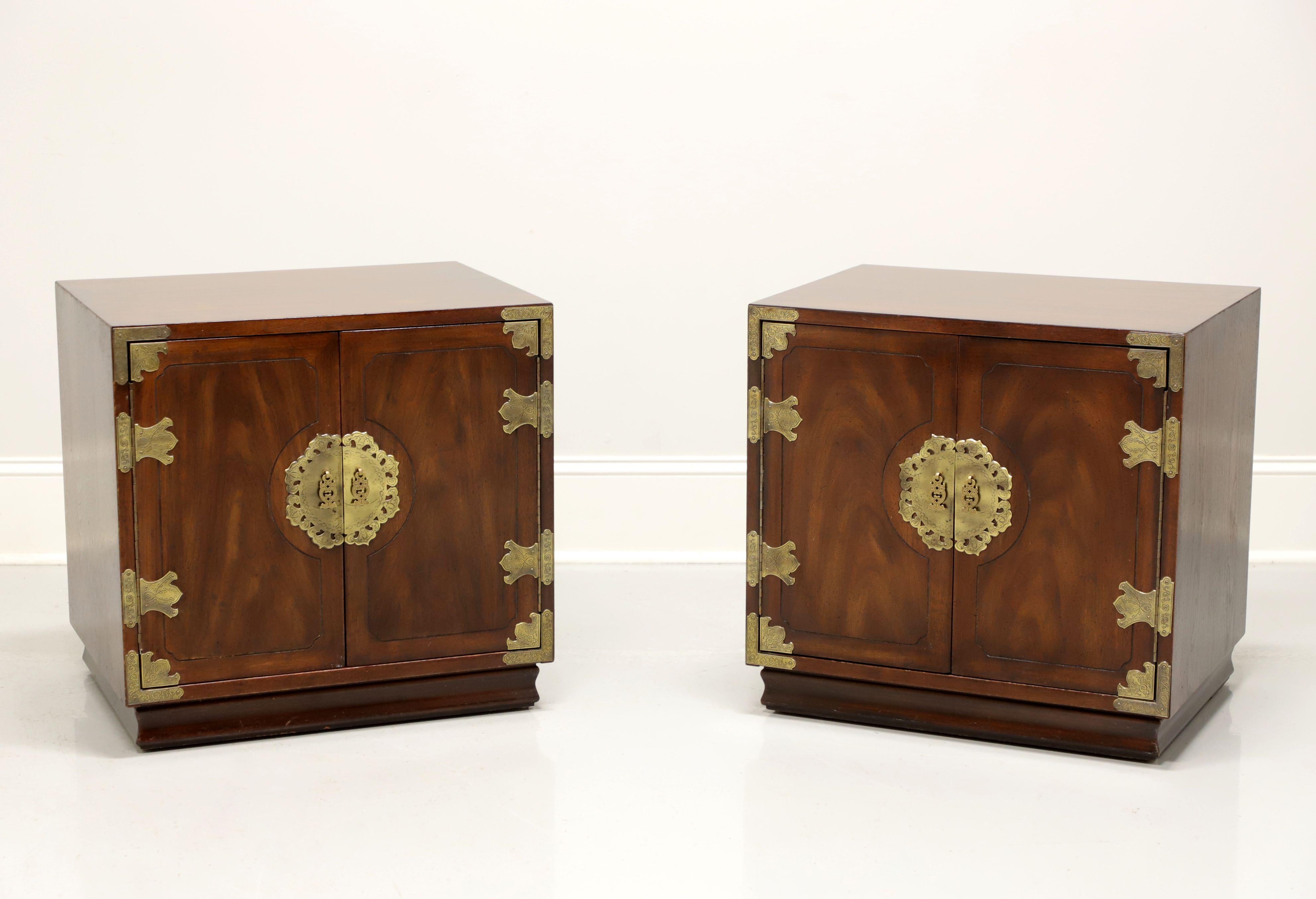 HENREDON Asian Japanese Tansu Campaign Bedside Cabinets / Nightstands - Pair 6