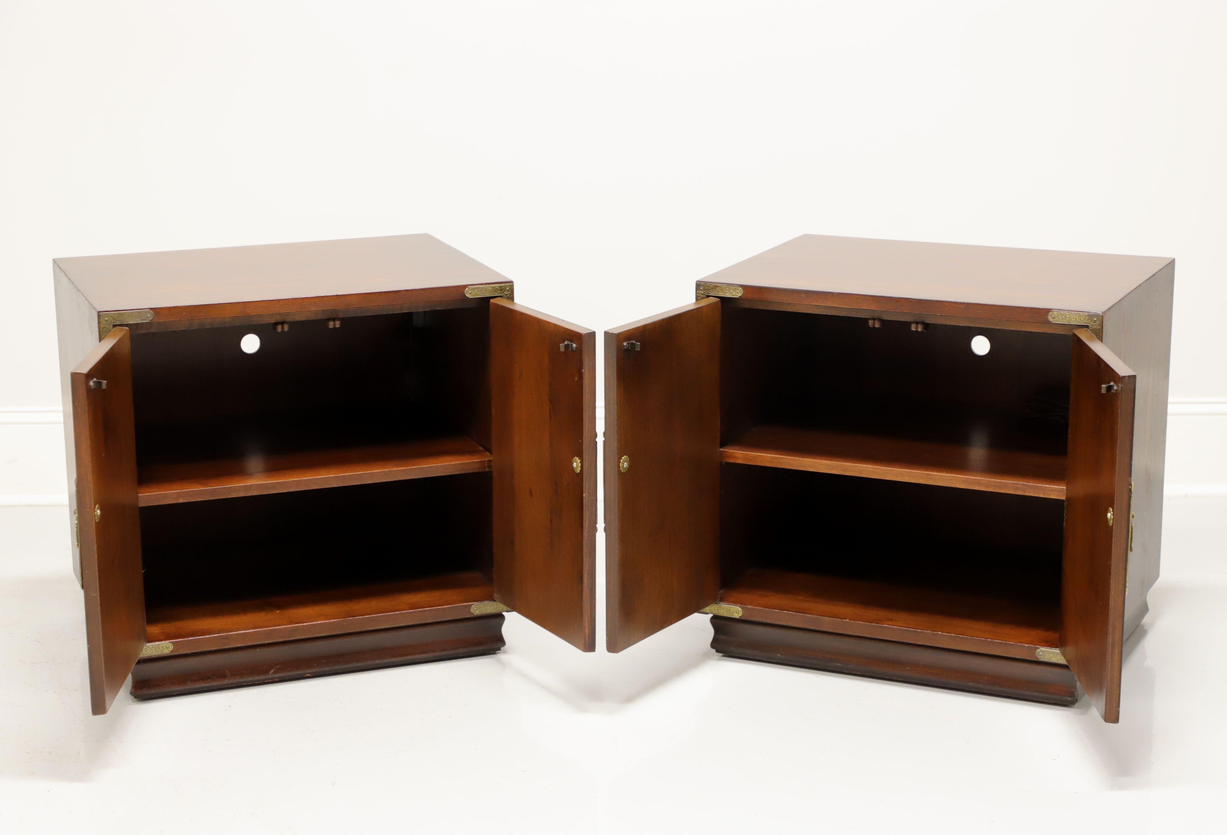 20th Century HENREDON Asian Japanese Tansu Campaign Bedside Cabinets / Nightstands - Pair