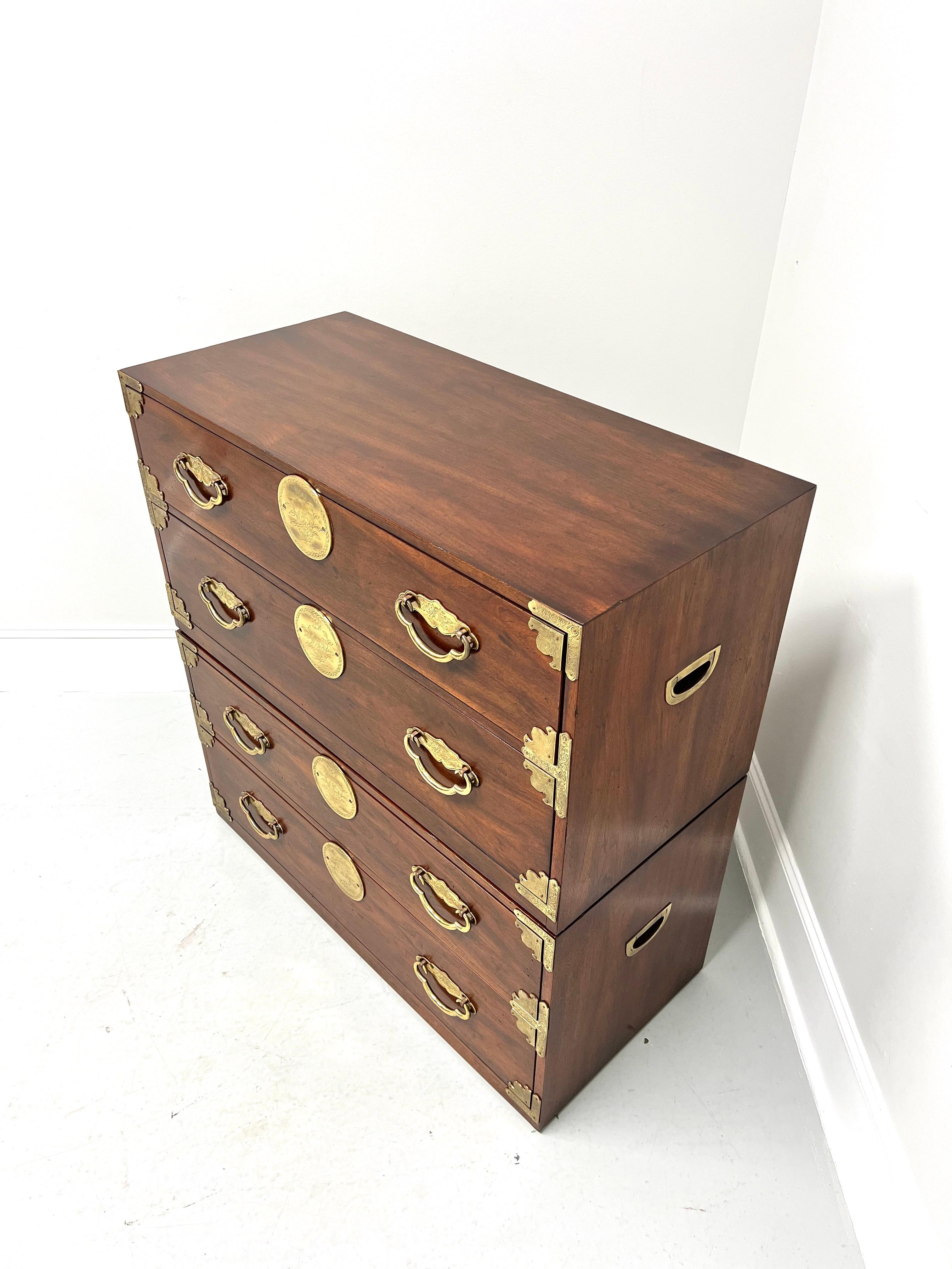 HENREDON Asian Japanese Tansu Campaign Style Modular Stackable Chests - Pair B In Good Condition For Sale In Charlotte, NC
