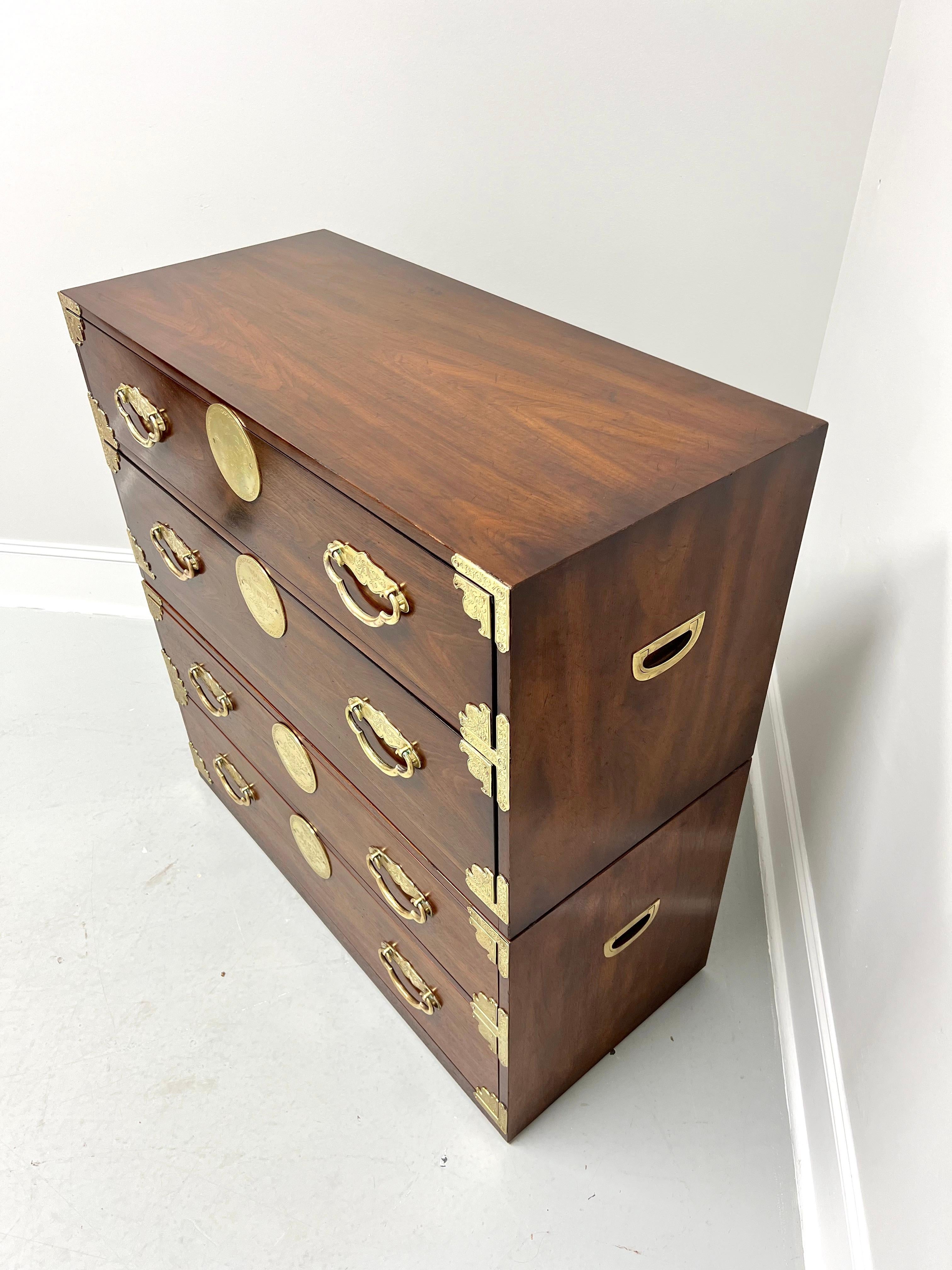 HENREDON Asian Japanese Tansu Campaign Style Modular Stackable Chests - Pair A In Good Condition For Sale In Charlotte, NC