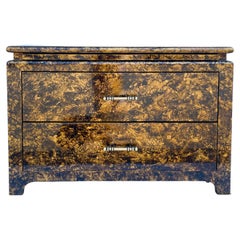 Henredon Asian Modern Ming Style Faux Schildkröte Drip Glaze Truhe / Tisch / Trunk