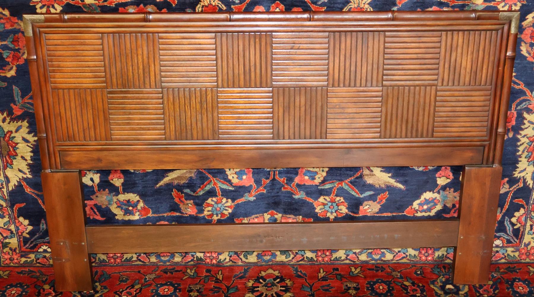 Cabecero de bambú sintético Henredon Asian Tansu Style Queen Size Anglojaponés en venta