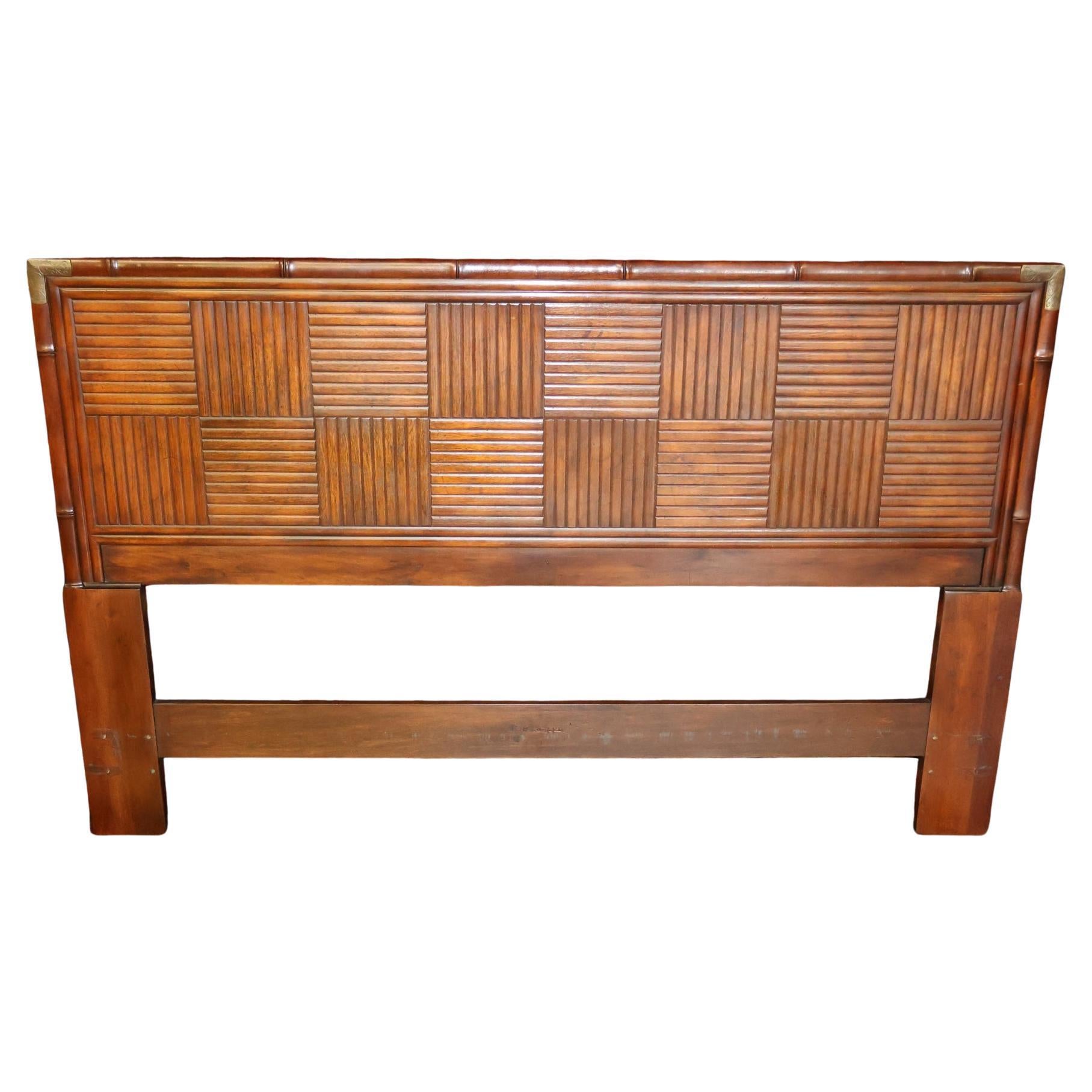Cabecero de bambú sintético Henredon Asian Tansu Style Queen Size en venta