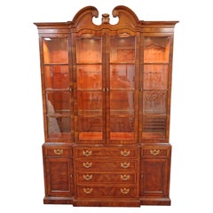 Henredon Aston Court Burl Wood Beveled Glass Bookcase China Cabinet Breakfront