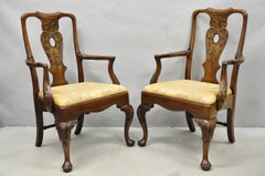 Henredon Aston Court Chinoiserie Georgian Mahogany Dining Arm Chairs - a Pair