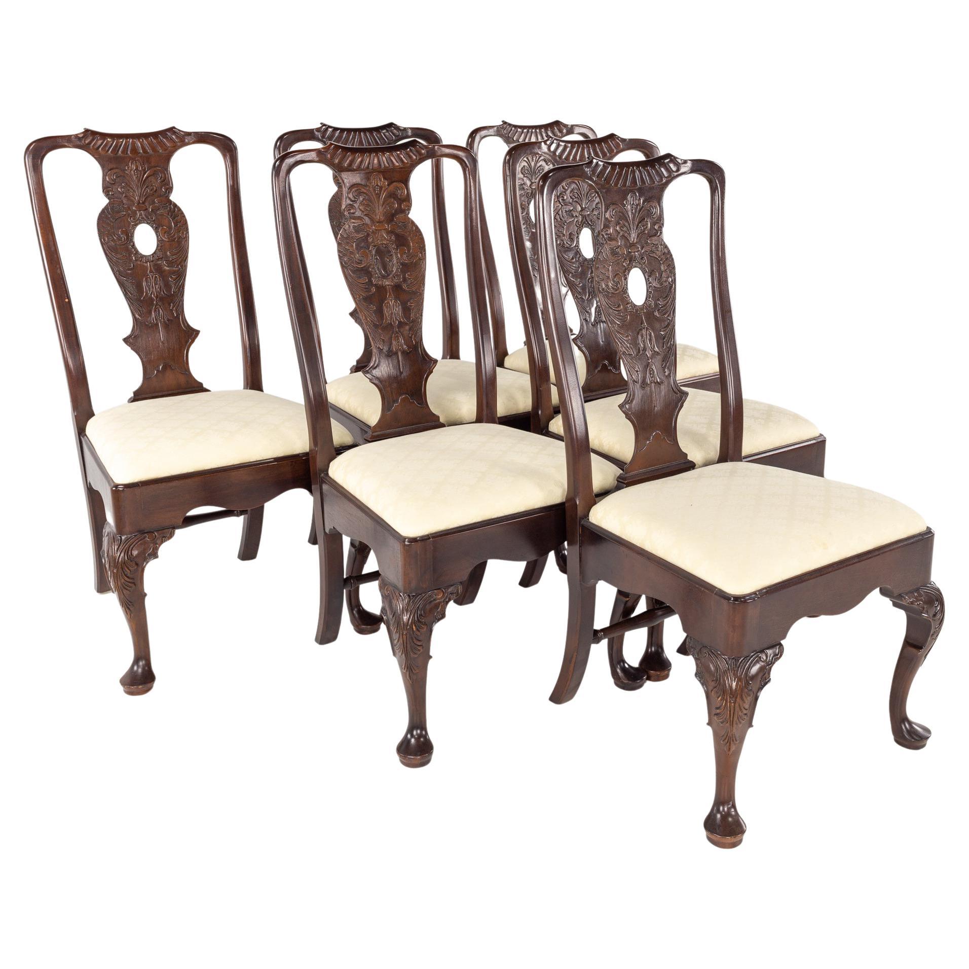 Six Henredon Chinoiserie Mahogany and Cane Dining Chairs at 1stDibs ...
