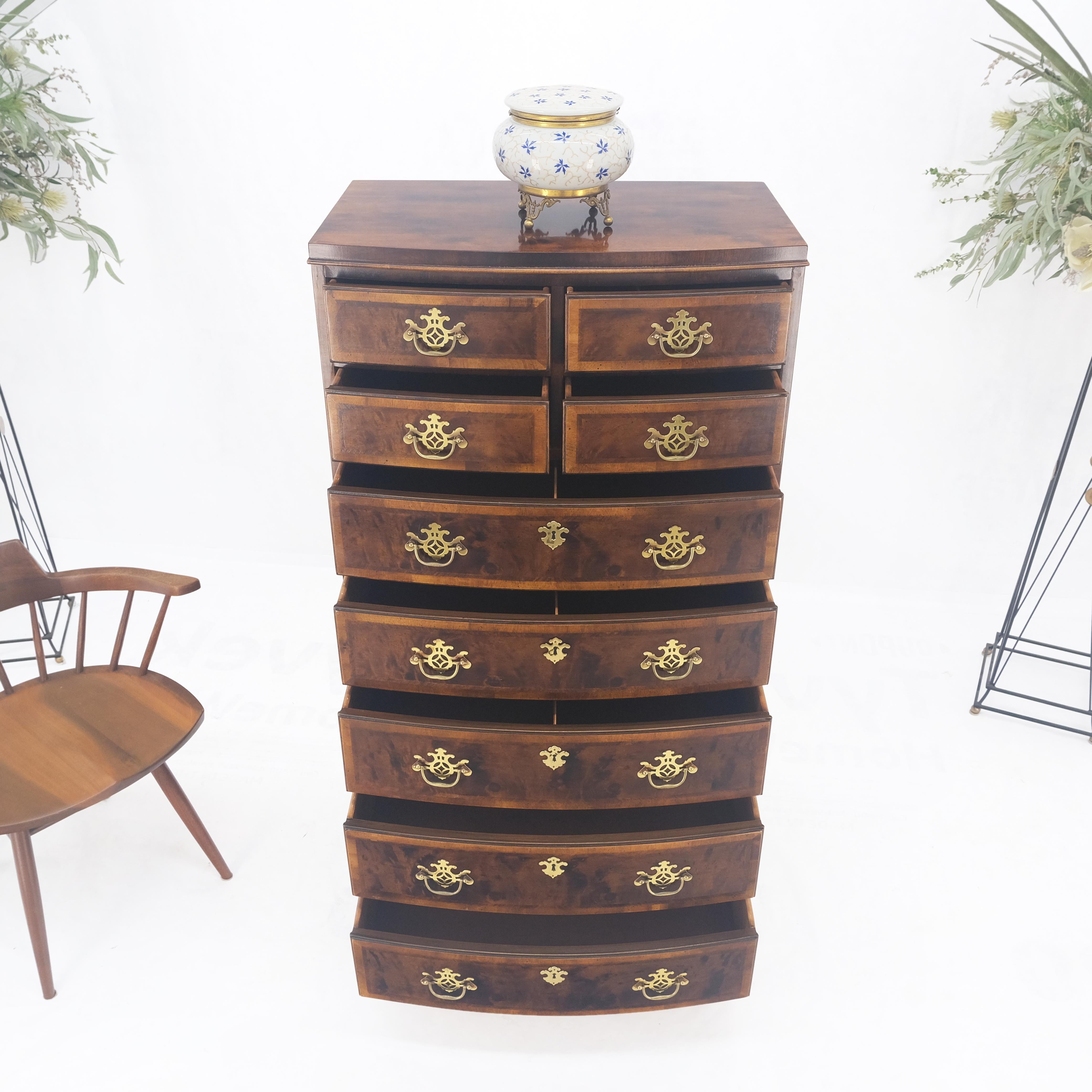 Henredon Banded Mahogany 9 Drawers Chippendale Style High Chest Dresser MINT! For Sale 6