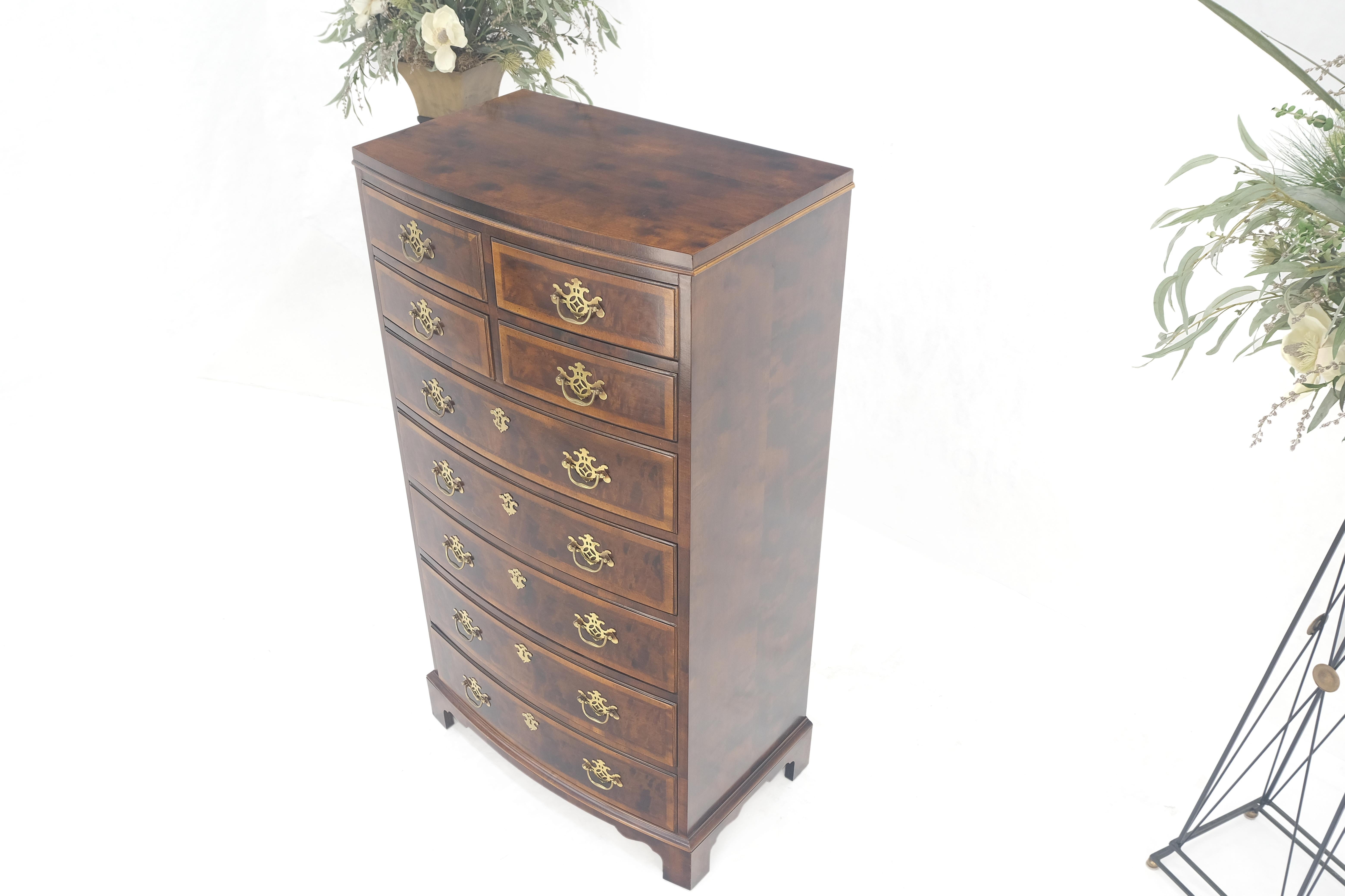 Henredon Banded Mahogany 9 Drawers Chippendale Style High Chest Dresser MINT! For Sale 2