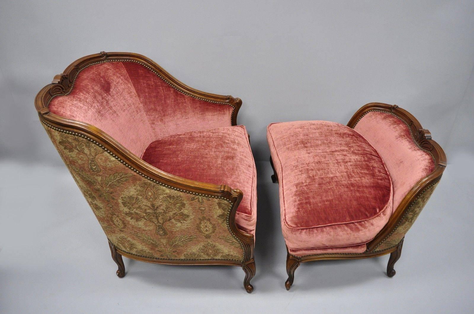 American Henredon Beacon Hill Oversized French Country Louis XV Bergère Chair and Ottoman