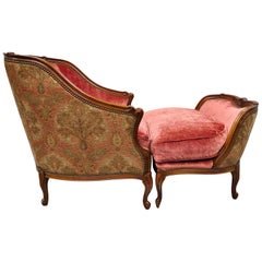 Henredon Beacon Hill Oversized French Country Louis XV Bergère Chair and Ottoman