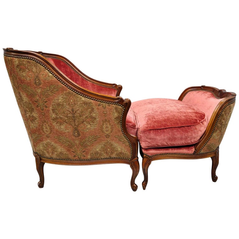 Henredon Beacon Hill Oversized French Country Louis XV Bergère Chair and Ottoman For Sale at