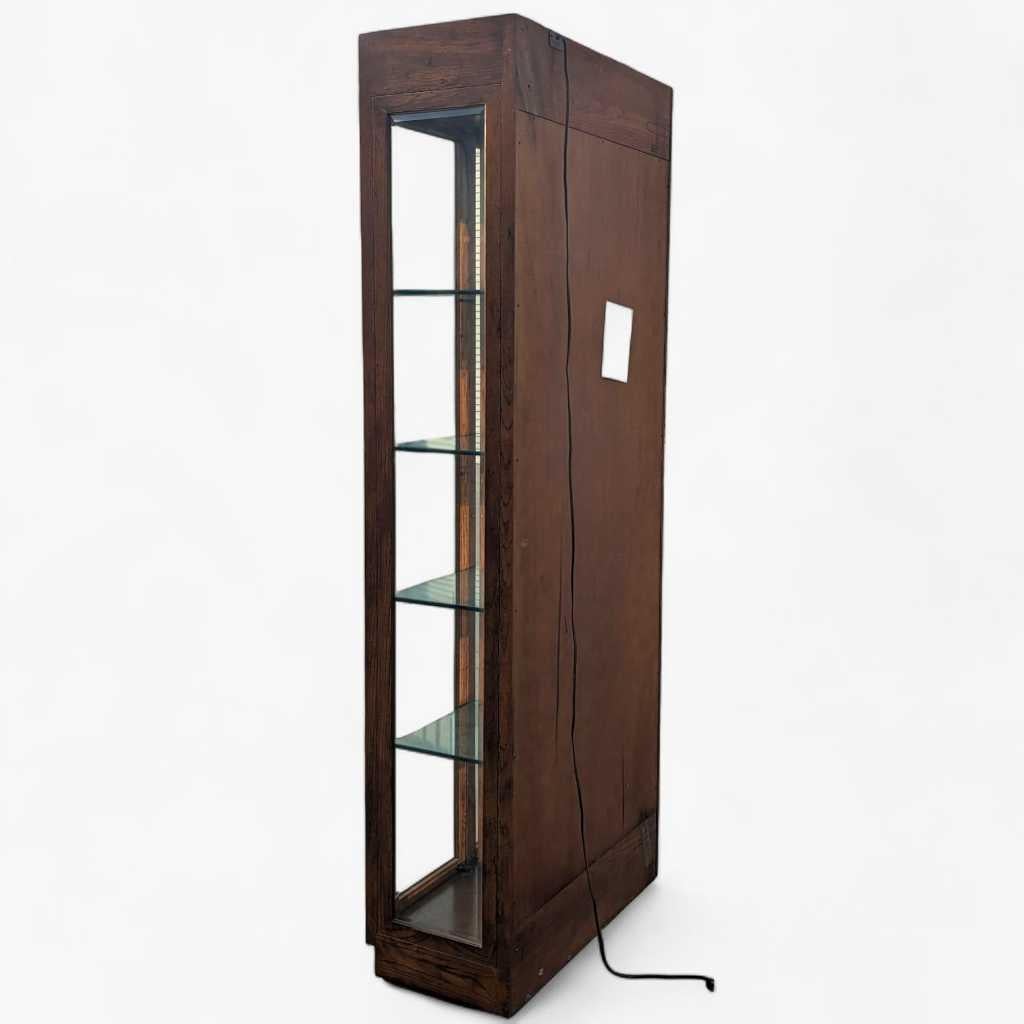 Bibliothèque Henredon, étagère, bois de chêne, étagères en verre, panneaux miroir du milieu du siècle dernier en vente 7