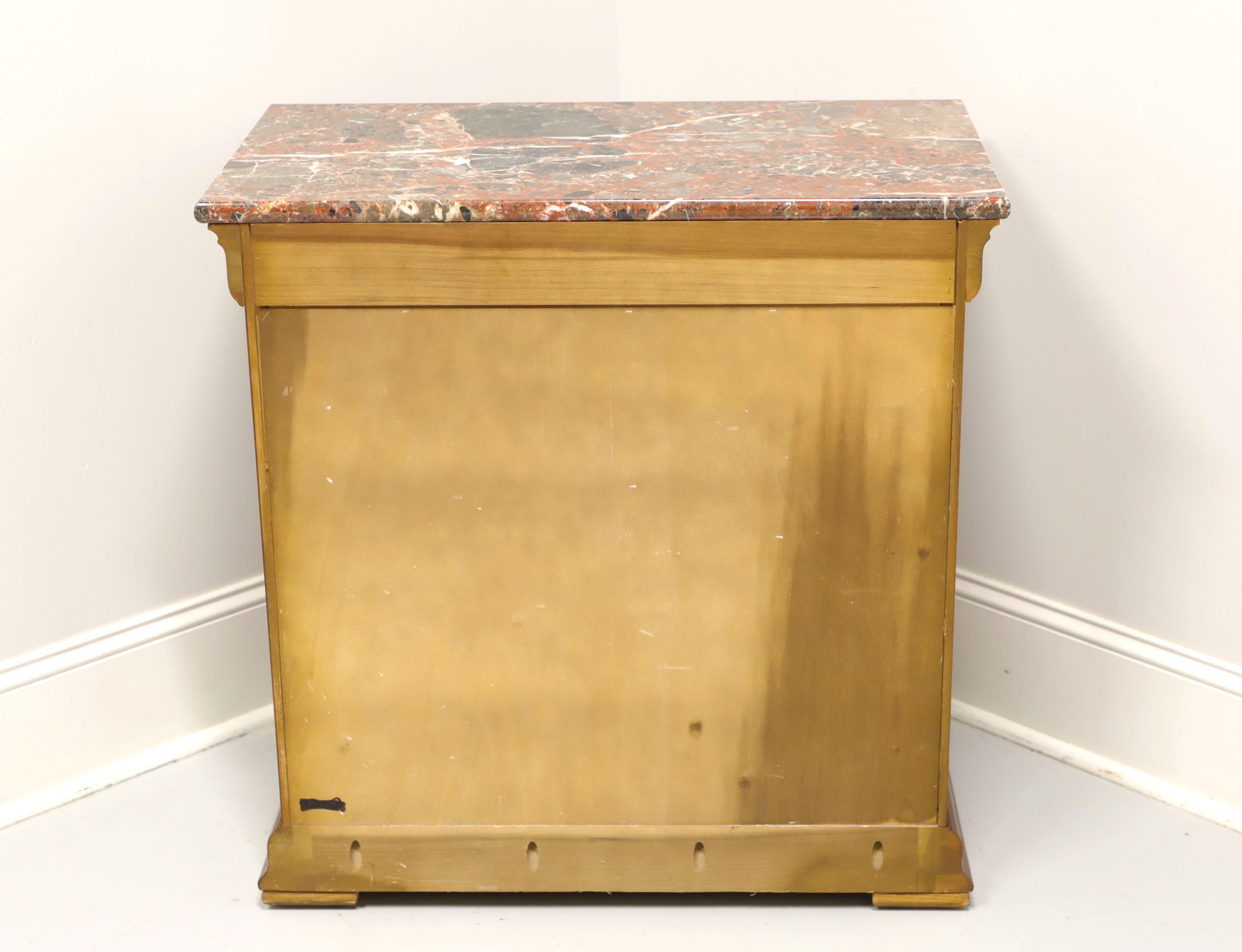 HENREDON Burl Elm Neoclassical Marble Top Nightstand Bedside Chest - A In Good Condition In Charlotte, NC