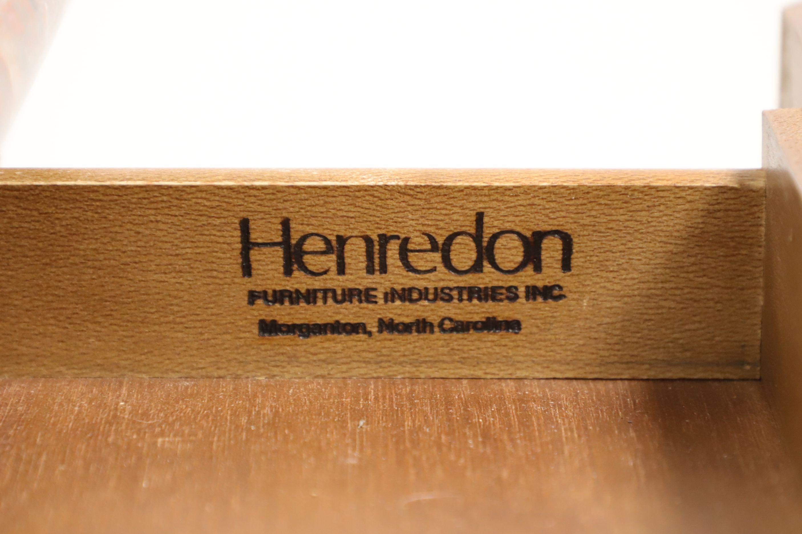 HENREDON Burl Elm Neoclassical Marble Top Bedside Chest / Nightstand - B 5
