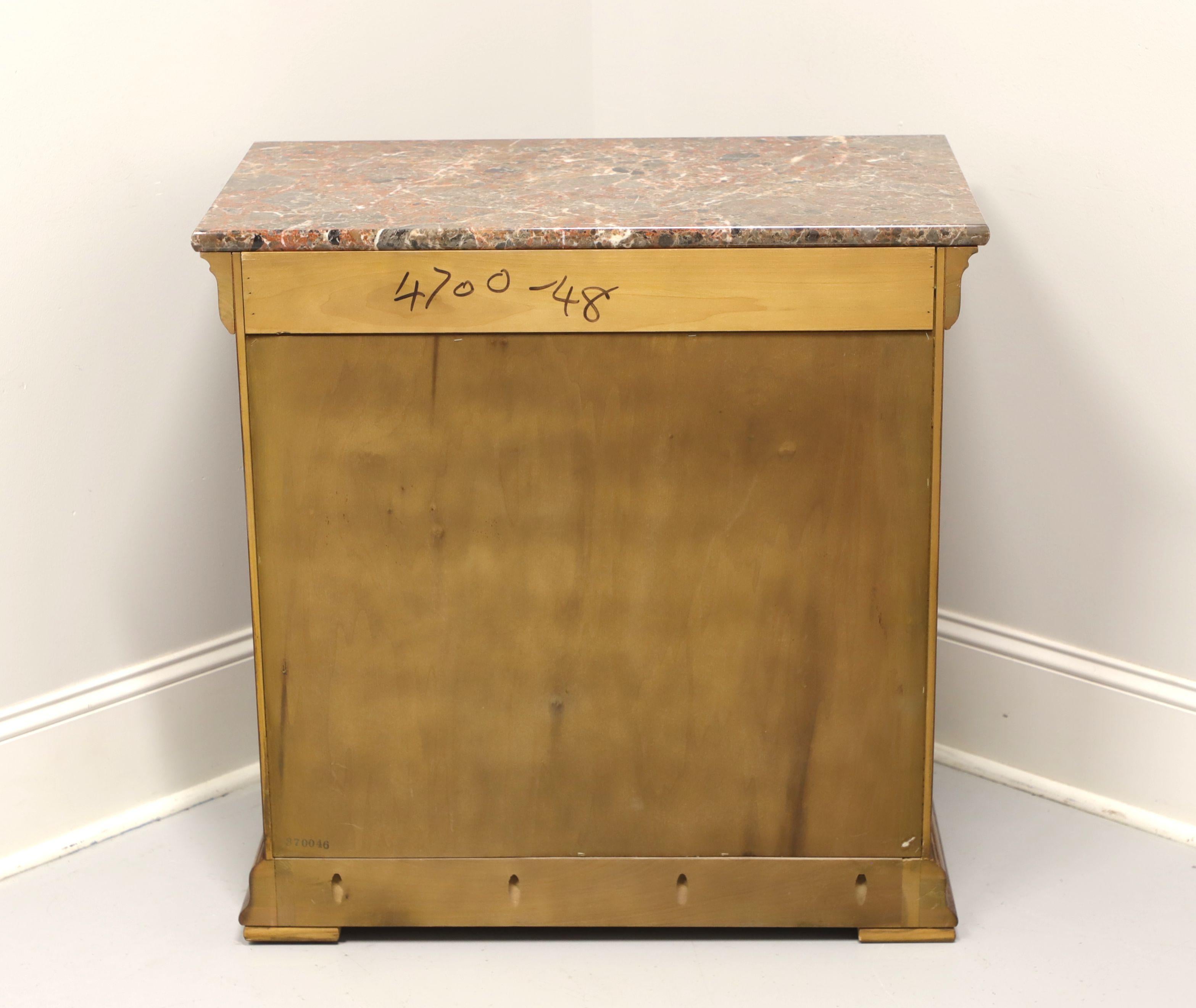 HENREDON Burl Elm Neoclassical Marble Top Bedside Chest / Nightstand - B In Good Condition In Charlotte, NC
