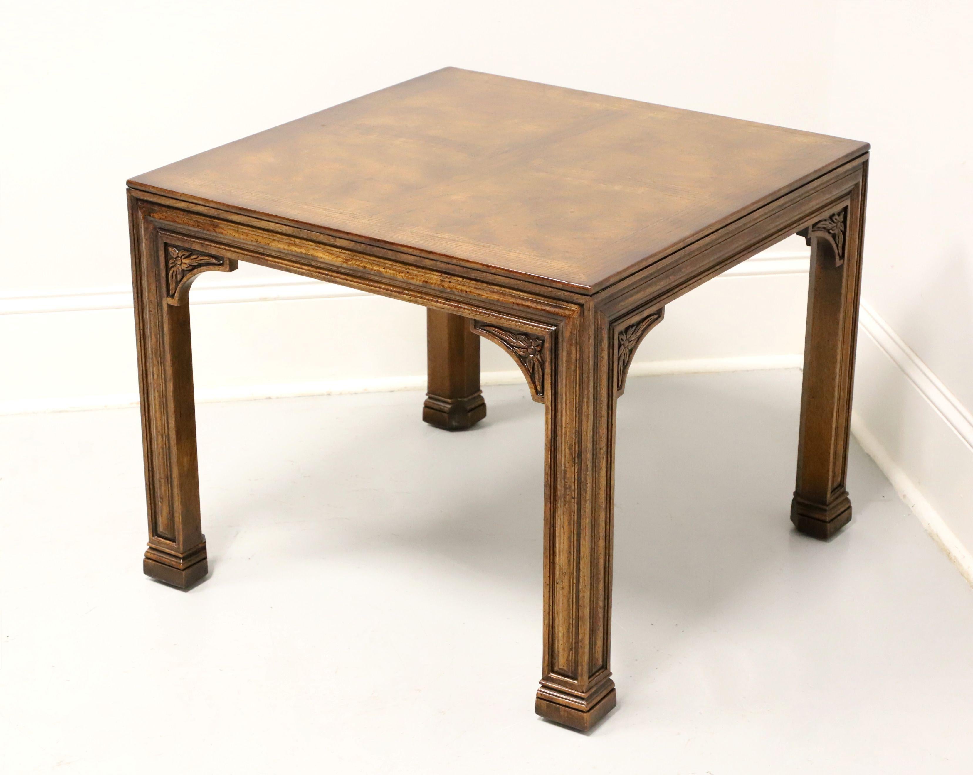 French Provincial HENREDON Burl Oak French Influenced Square Side Table