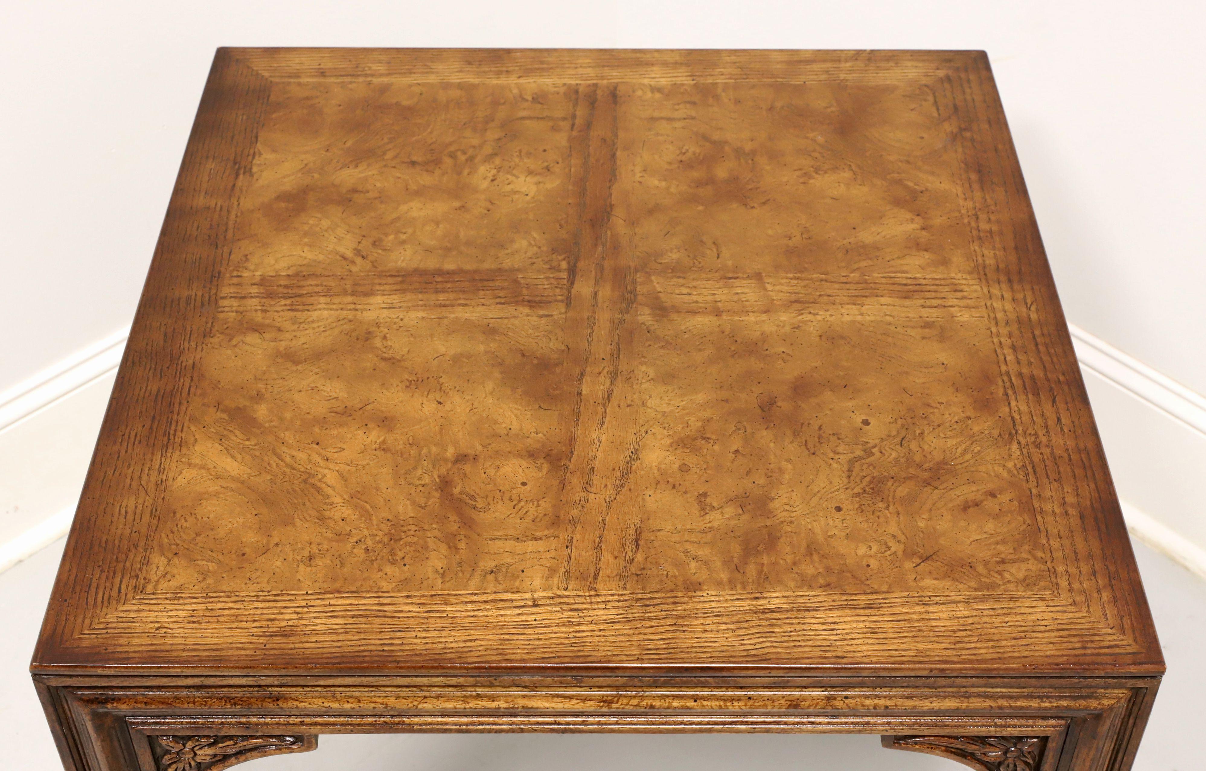 HENREDON Burl Oak French Influenced Square Side Table In Good Condition In Charlotte, NC