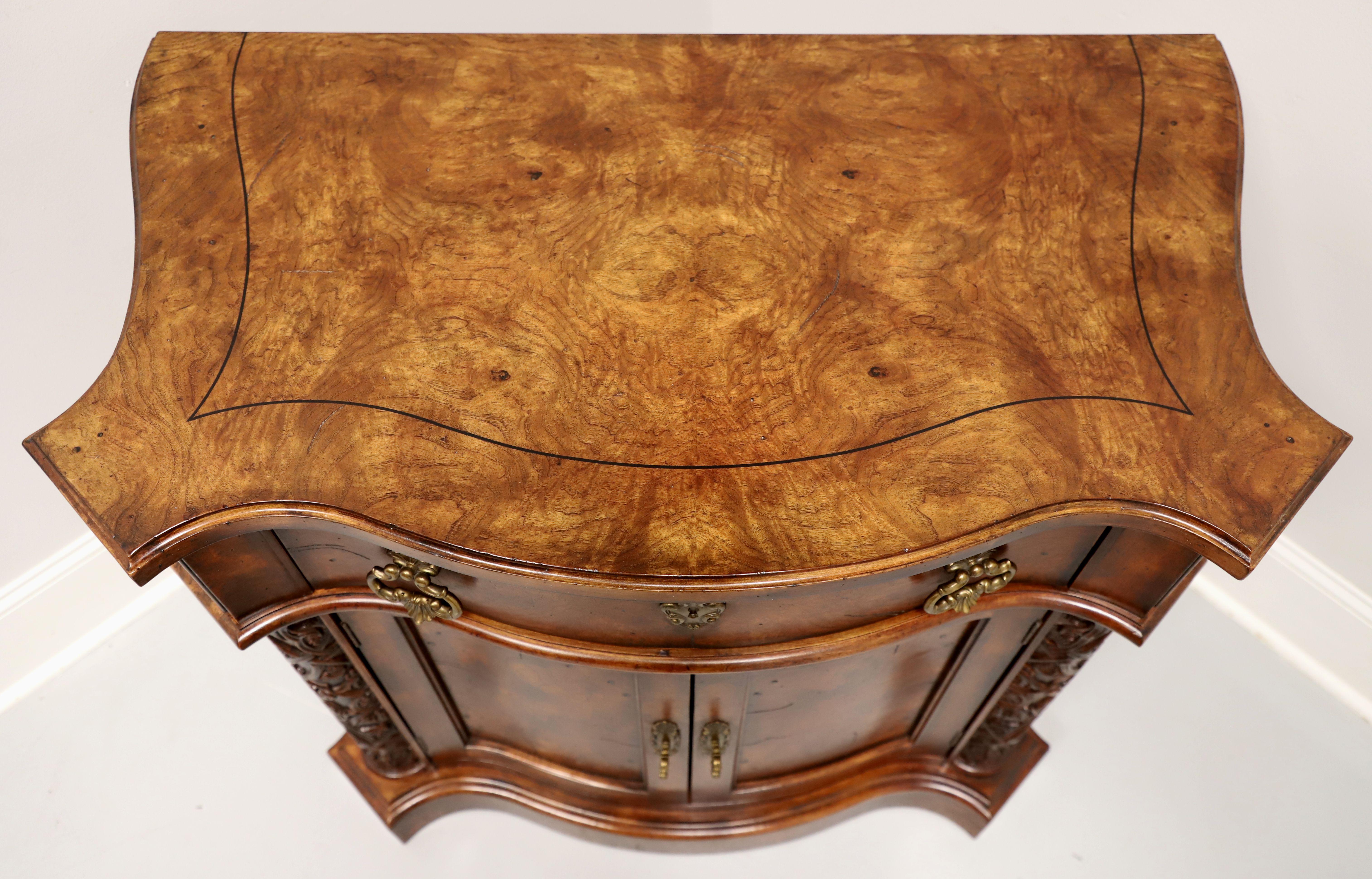Brass HENREDON Burl Walnut Regency Style Commode Cabinet For Sale
