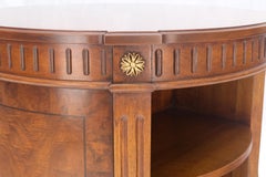 Henredon Burl Walnut Round Center Lamp Side Occasional Table Stand Shelves Mint!