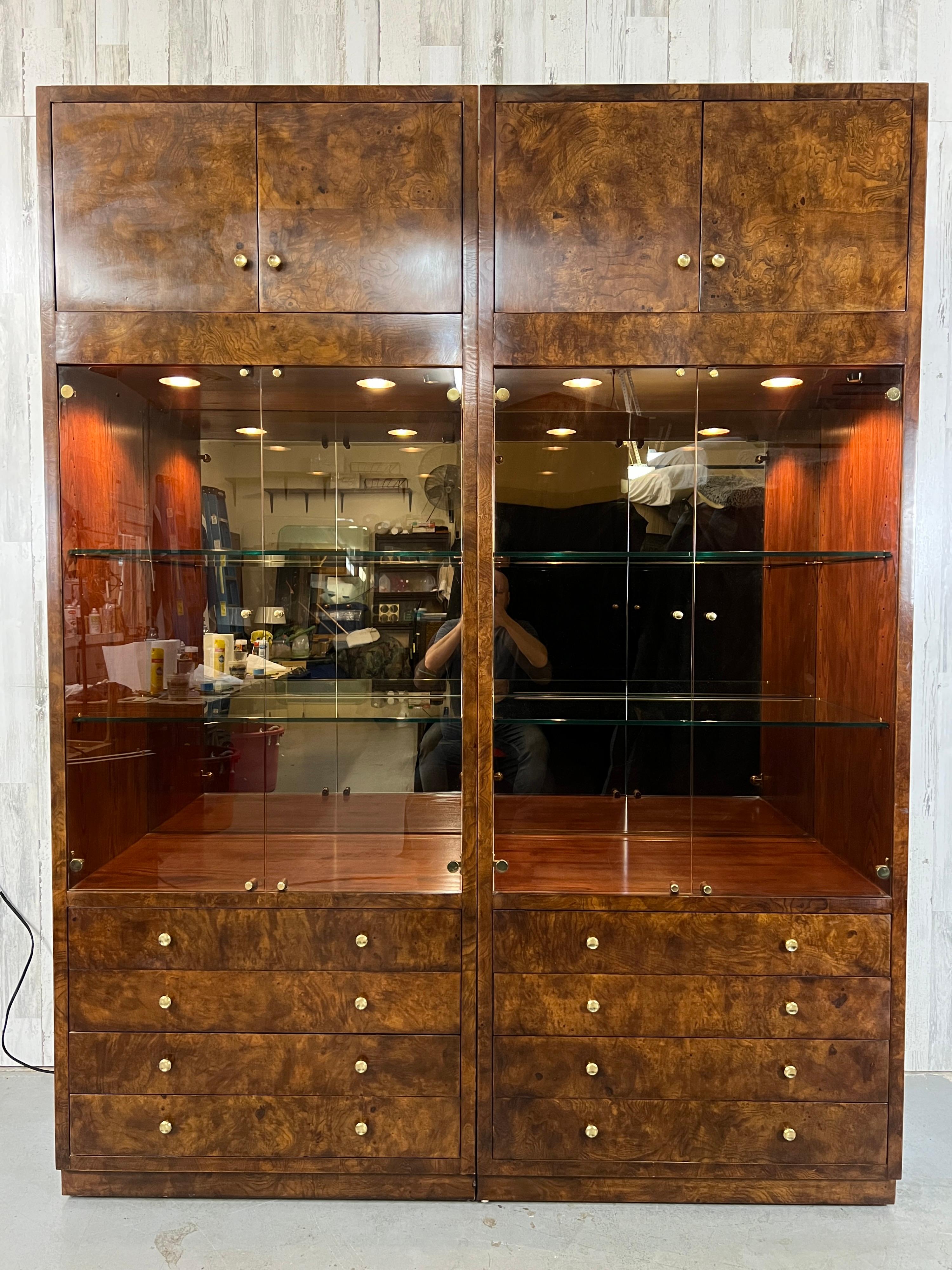 Modern Henredon Burl Wood Cabinets