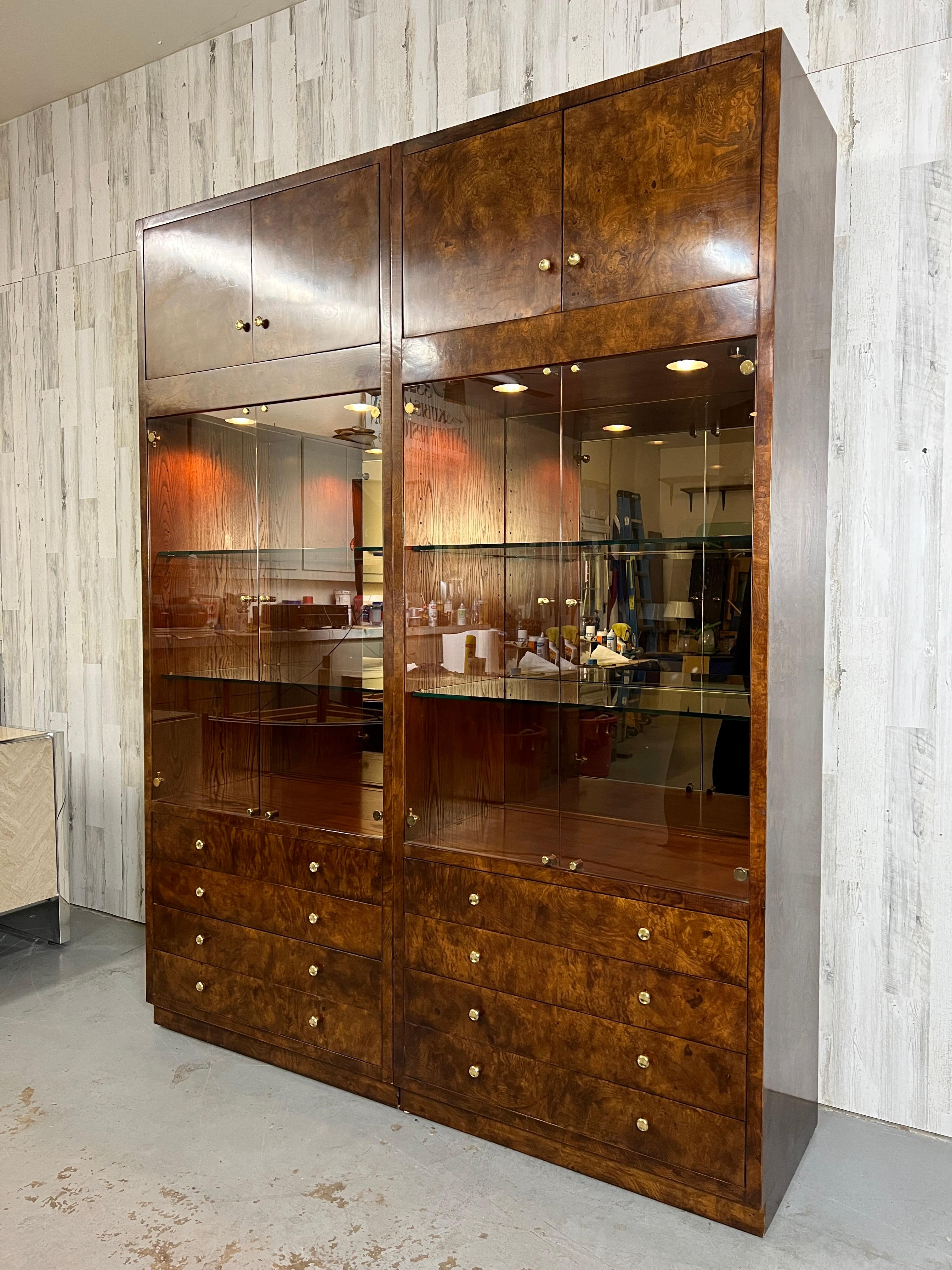 Henredon Burl Wood Cabinets In Good Condition In Denton, TX