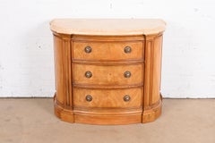 Henredon Burl Wood Regency Marble Top Demilune Commode or Chest of Drawers