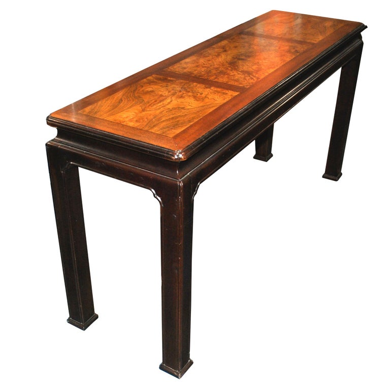 Henredon Burled Mahogany Console Table at 1stDibs