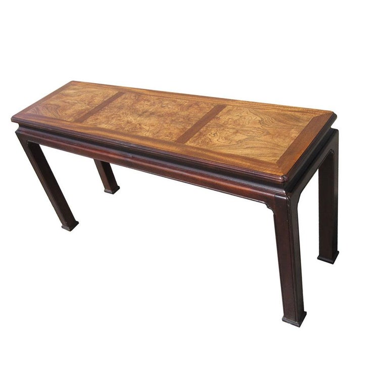 Henredon Burled Mahogany Console Table at 1stDibs