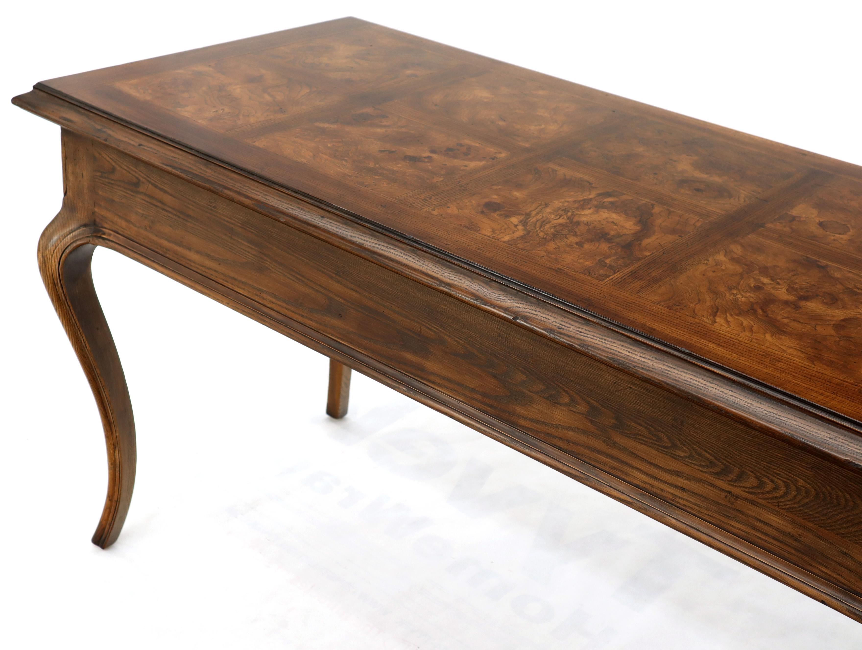 Henredon Cabriole Leg 3-Drawer Burl Wood Writing Table Desk Console 3