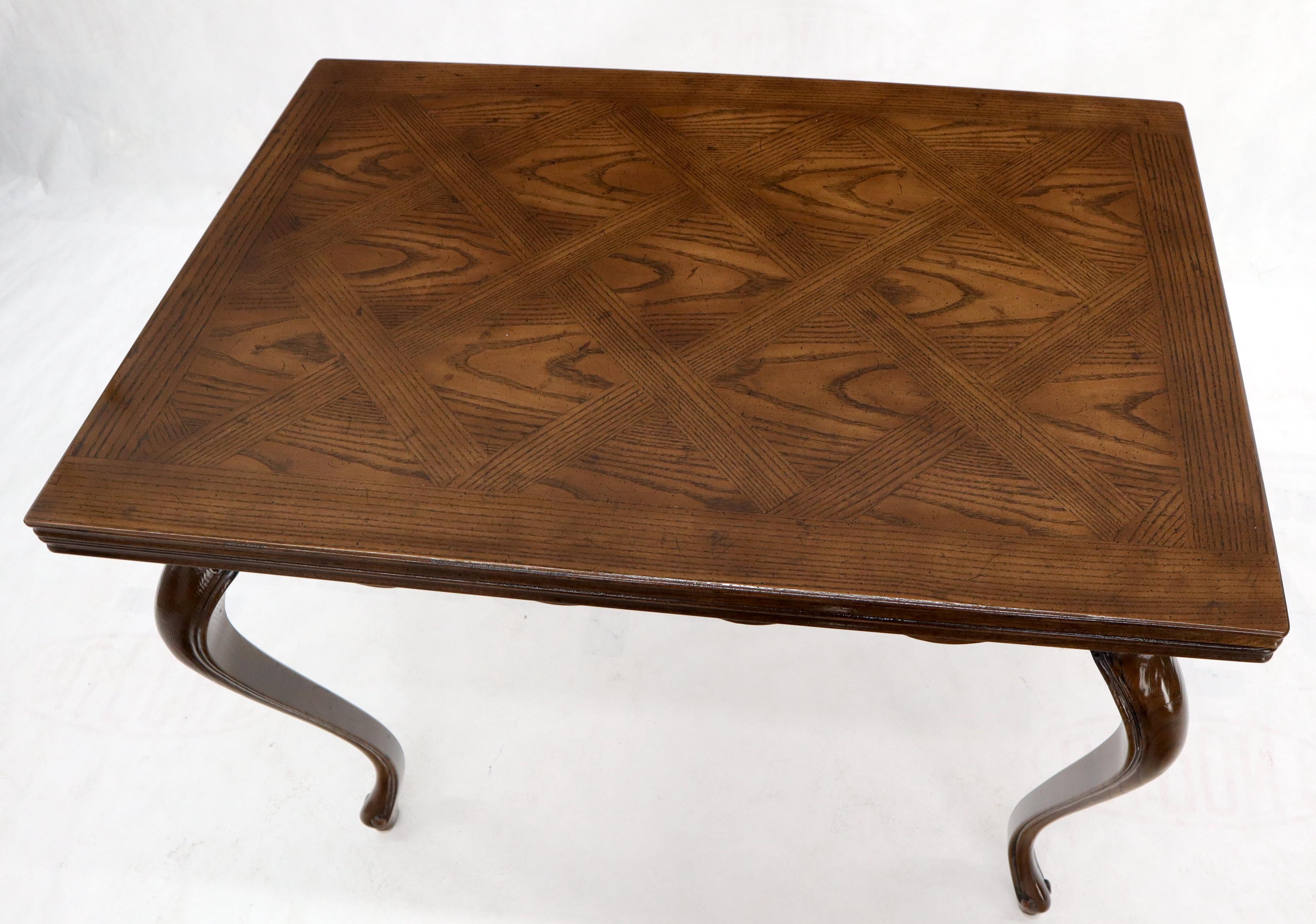Henredon Cabriole Leg Parquet Flip Top Console to Dining Table For Sale 2