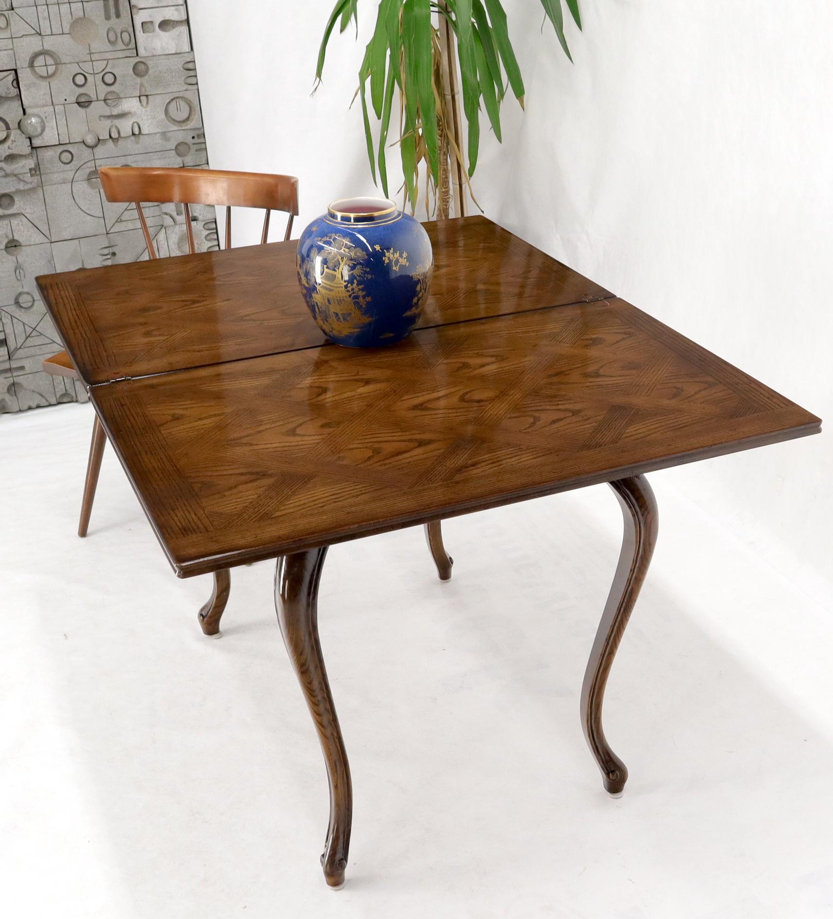 American Henredon Cabriole Leg Parquet Flip Top Console to Dining Table