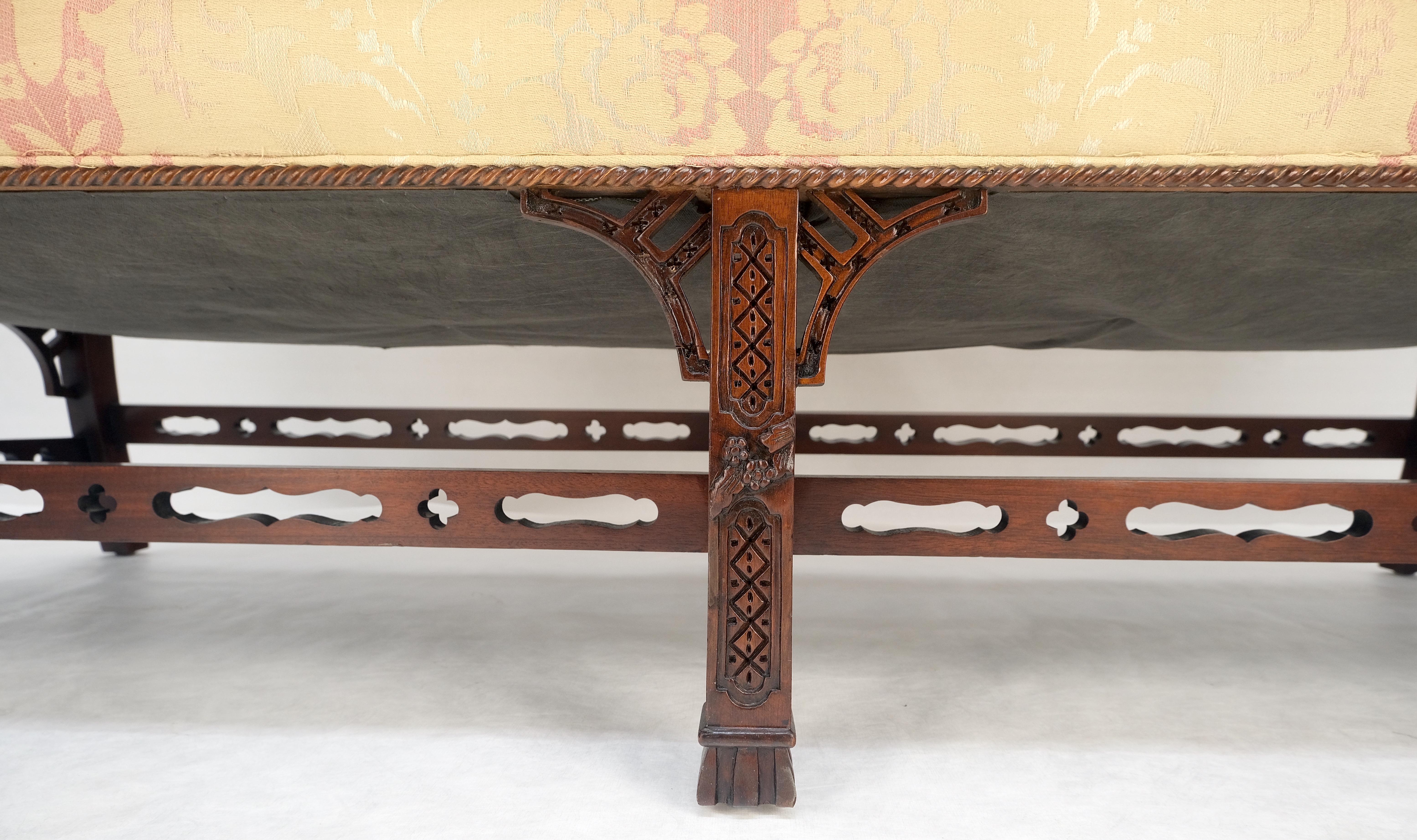 Henredon Camel Back Carved Mahogany Stretcher Base Sofa For Sale 8