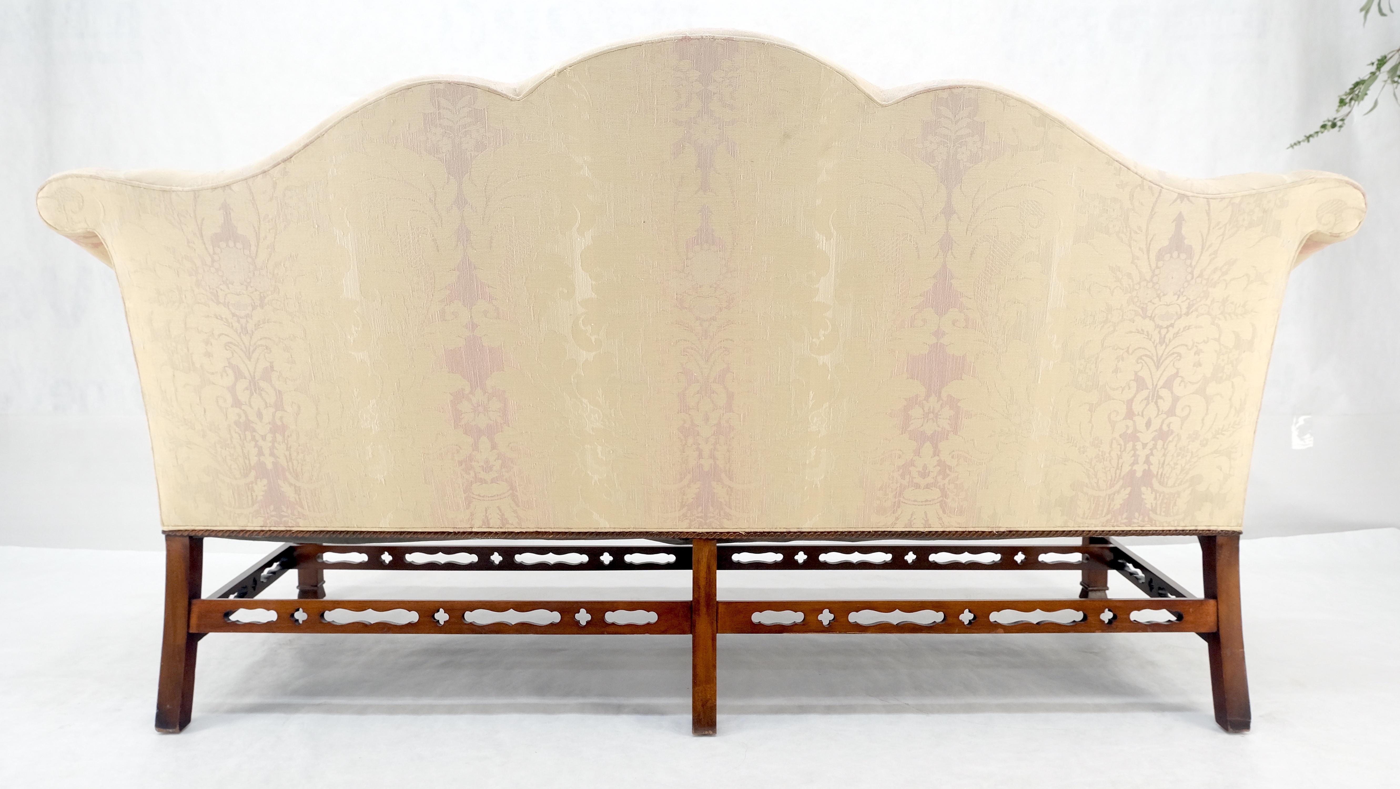 Henredon Camel Back Carved Mahogany Stretcher Base Sofa For Sale 11