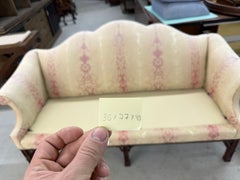 Henredon Camel Back Carved Mahogany Stretcher Base Sofa