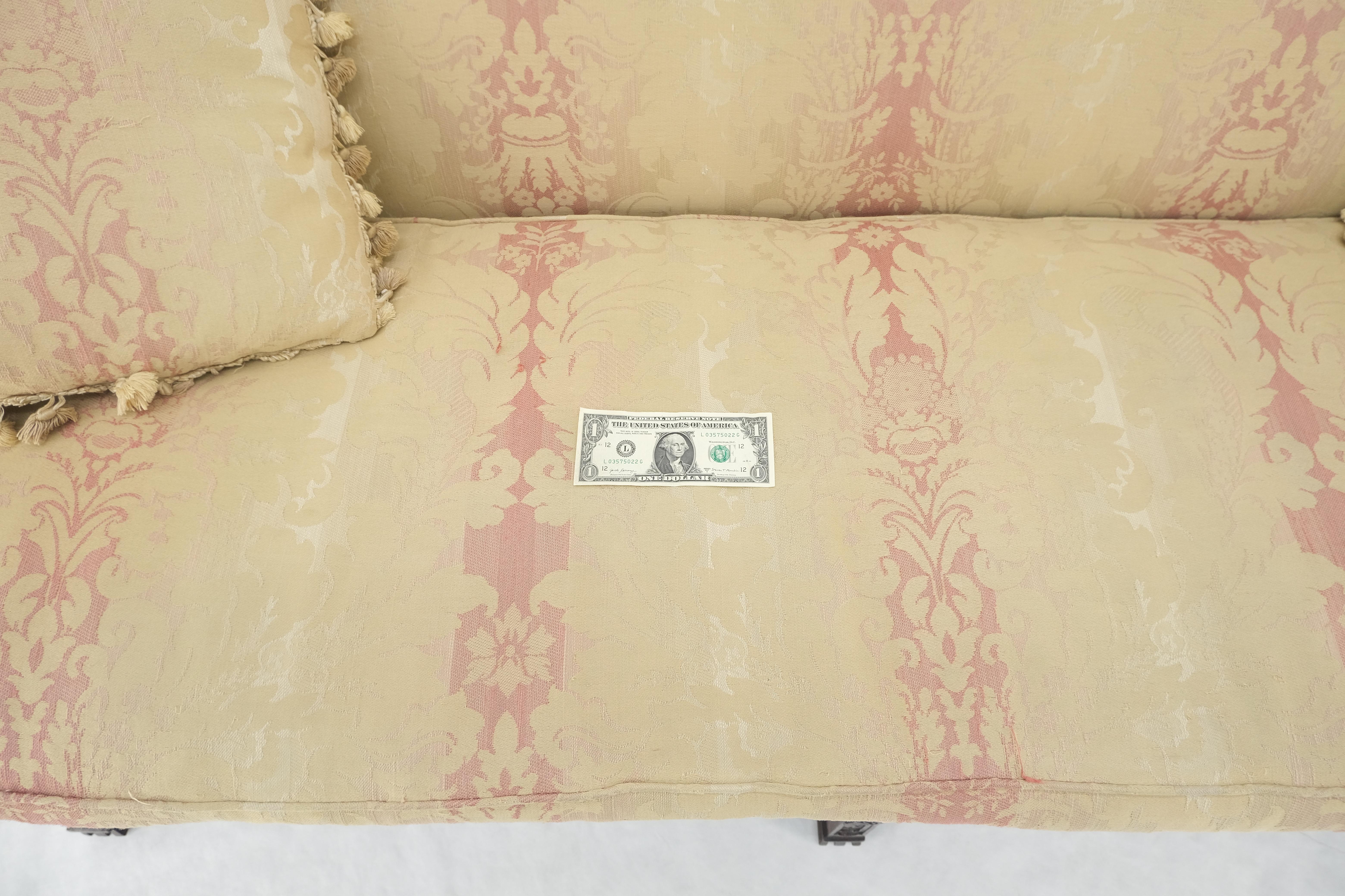Henredon Camel Back Carved Mahogany Stretcher Base Sofa For Sale 4