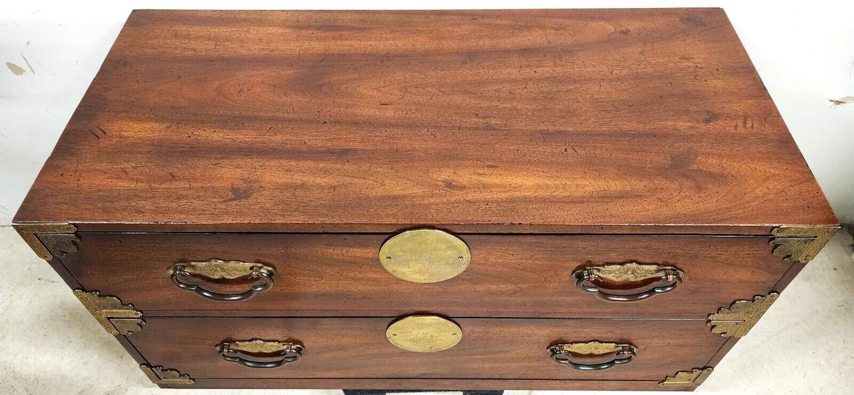 For FULL item description click on CONTINUE READING at the bottom of this page.
Offering One Of Our Recent Palm Beach Estate Fine Furniture Acquisitions Of A
HENREDON Campaign Chest Asian Japanese Tansu End of Bed TV Table Bench

Approximate