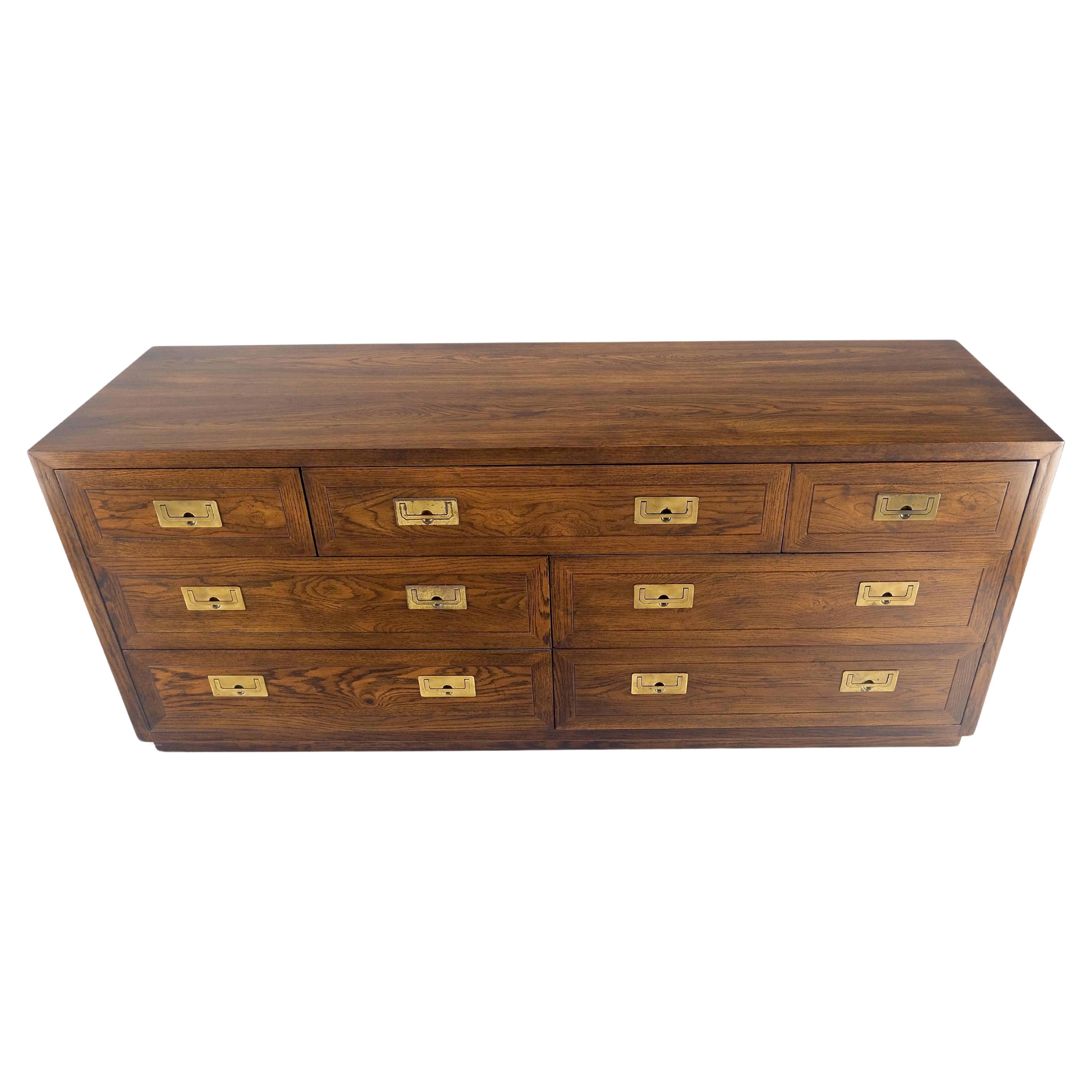 Henredon Campaigner Style 7 Draps Compact 64" Long Dresser Credenza Brass MINT !
