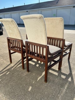 Henredon Campaign Style MCM Dining Chairs-Set of 4 Reupholstered