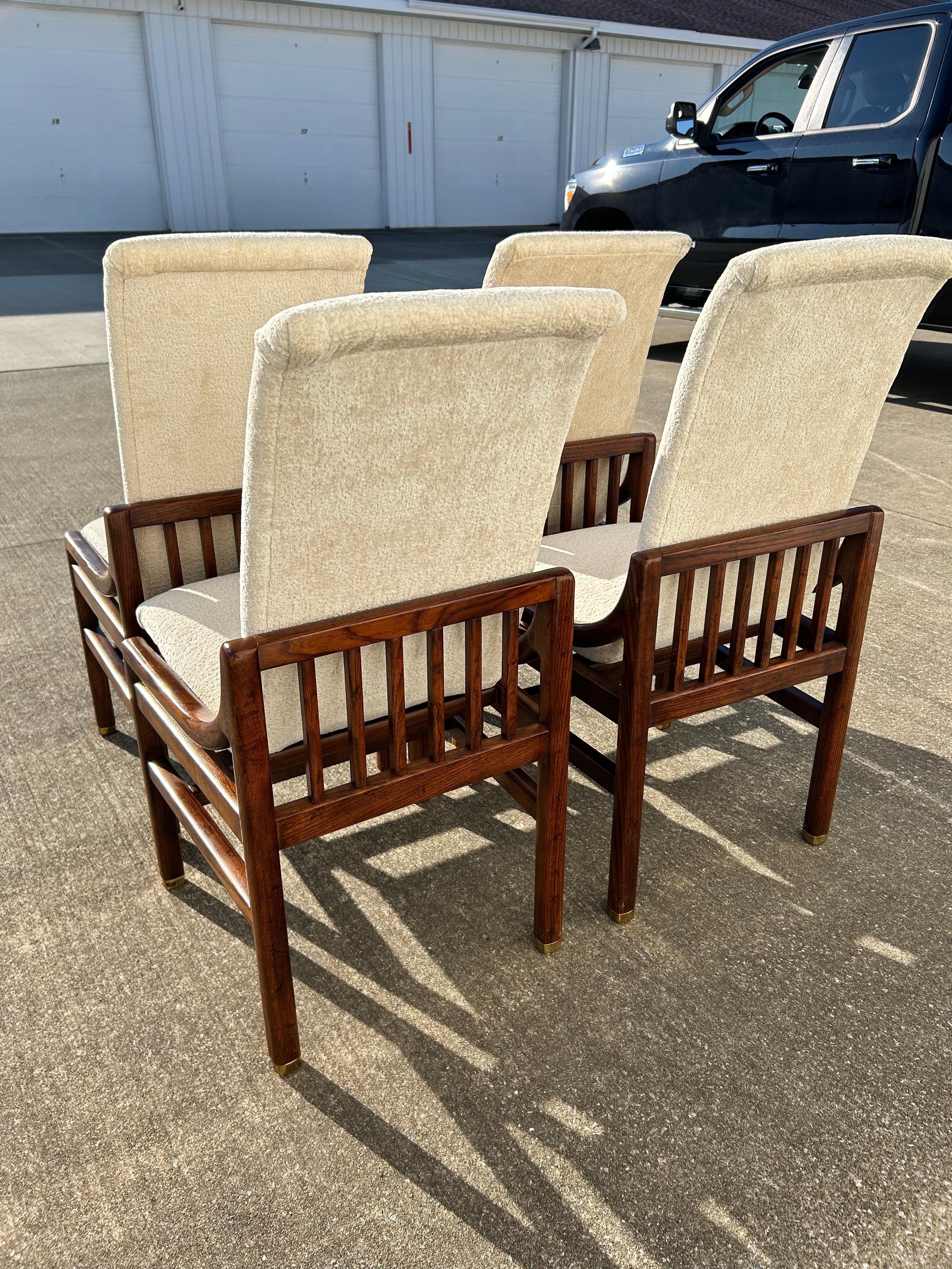 Americano Henredon Campaigner - Set di 4 sedie da pranzo MCM tappezzate