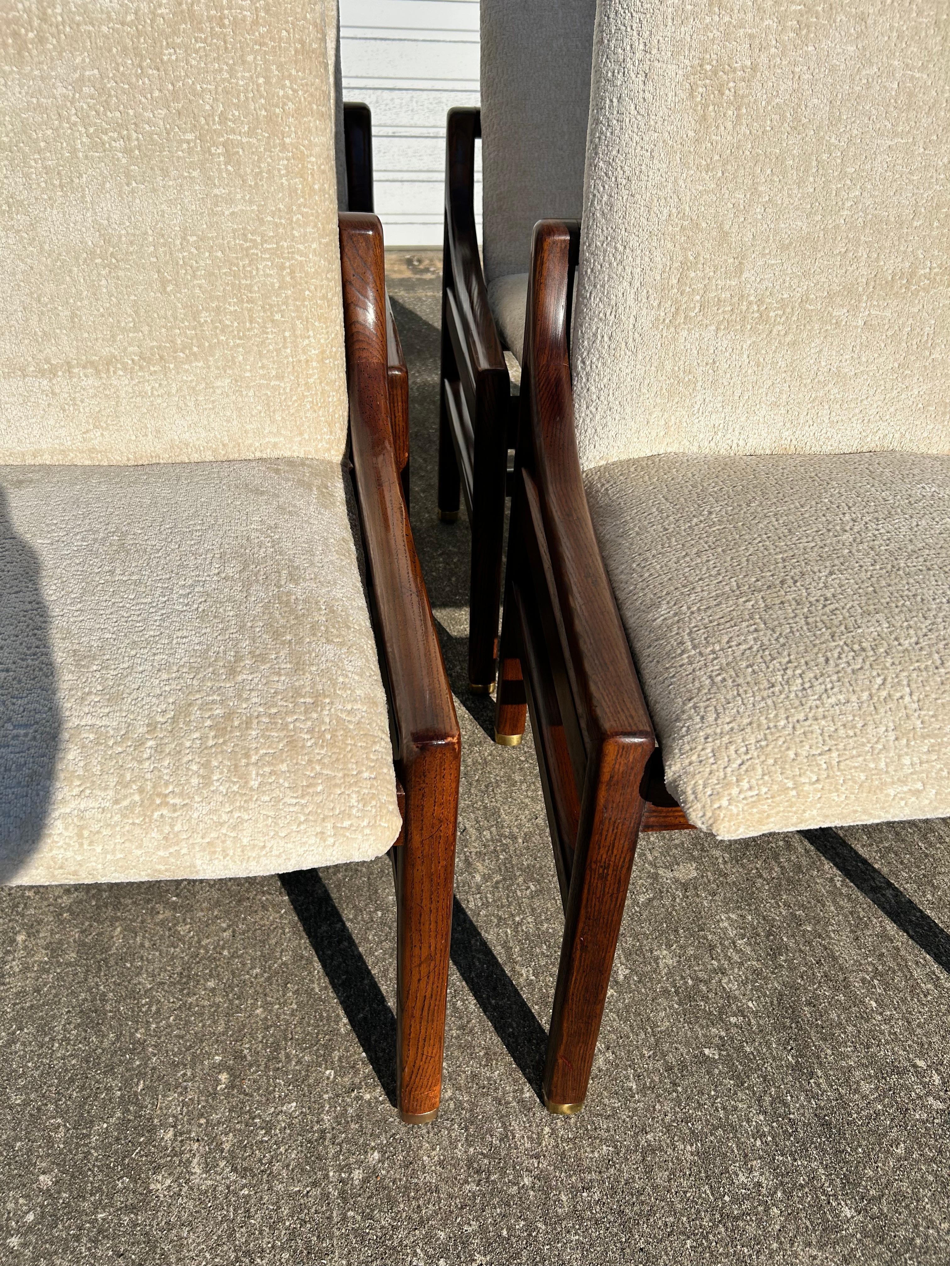 Fine XX secolo Henredon Campaigner - Set di 4 sedie da pranzo MCM tappezzate