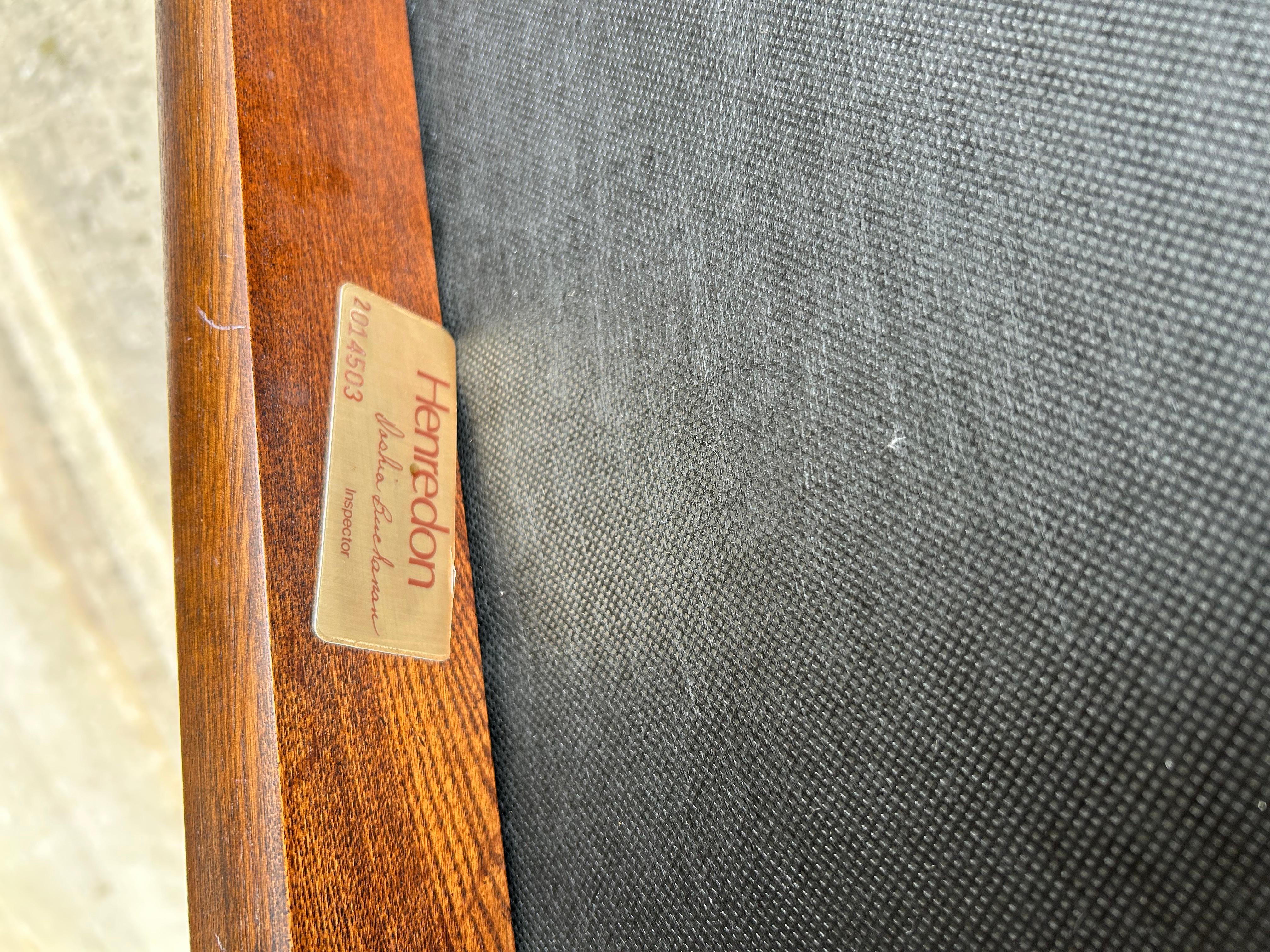 Henredon Campaign Style MCM Dining Chairs-Set of 4 Reupholstered For Sale 3