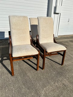 Henredon Campaign Style MCM Dining Chairs-Set of 4 Reupholstered