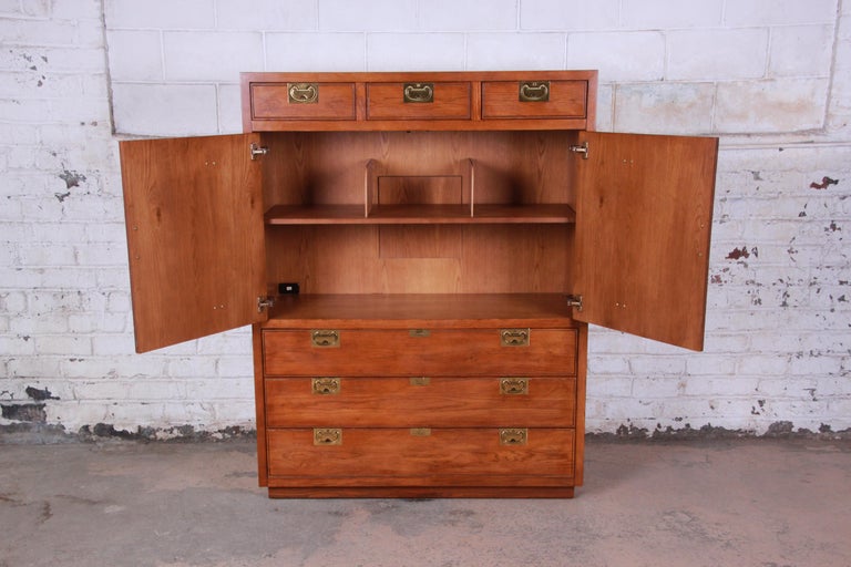 Henredon Campaign Style Oak Gentleman's Chest at 1stDibs