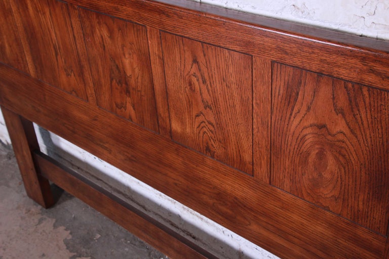 Henredon Campaign Style Queen or Full Size Oak Headboard at 1stDibs