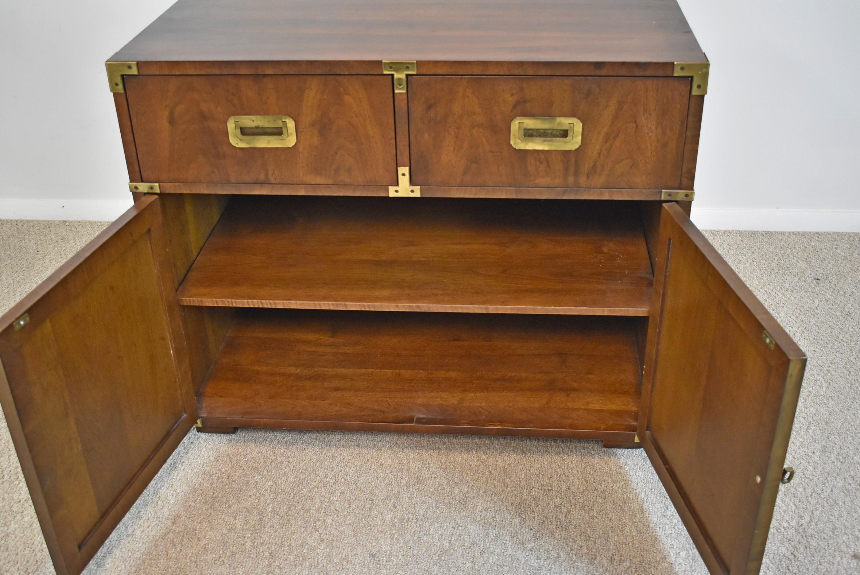 20th Century Henredon Campaign Style Walnut Chests, 1 Available