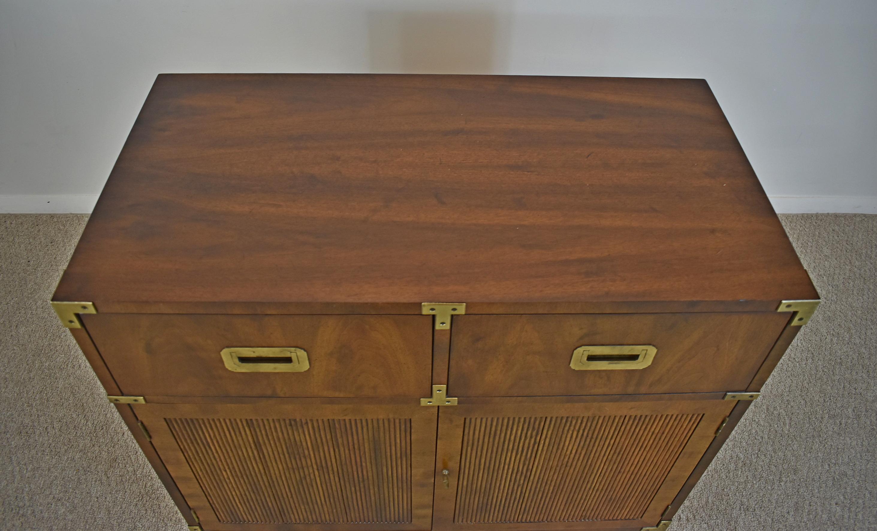Henredon Campaign Style Walnut Chests, 1 Available 2