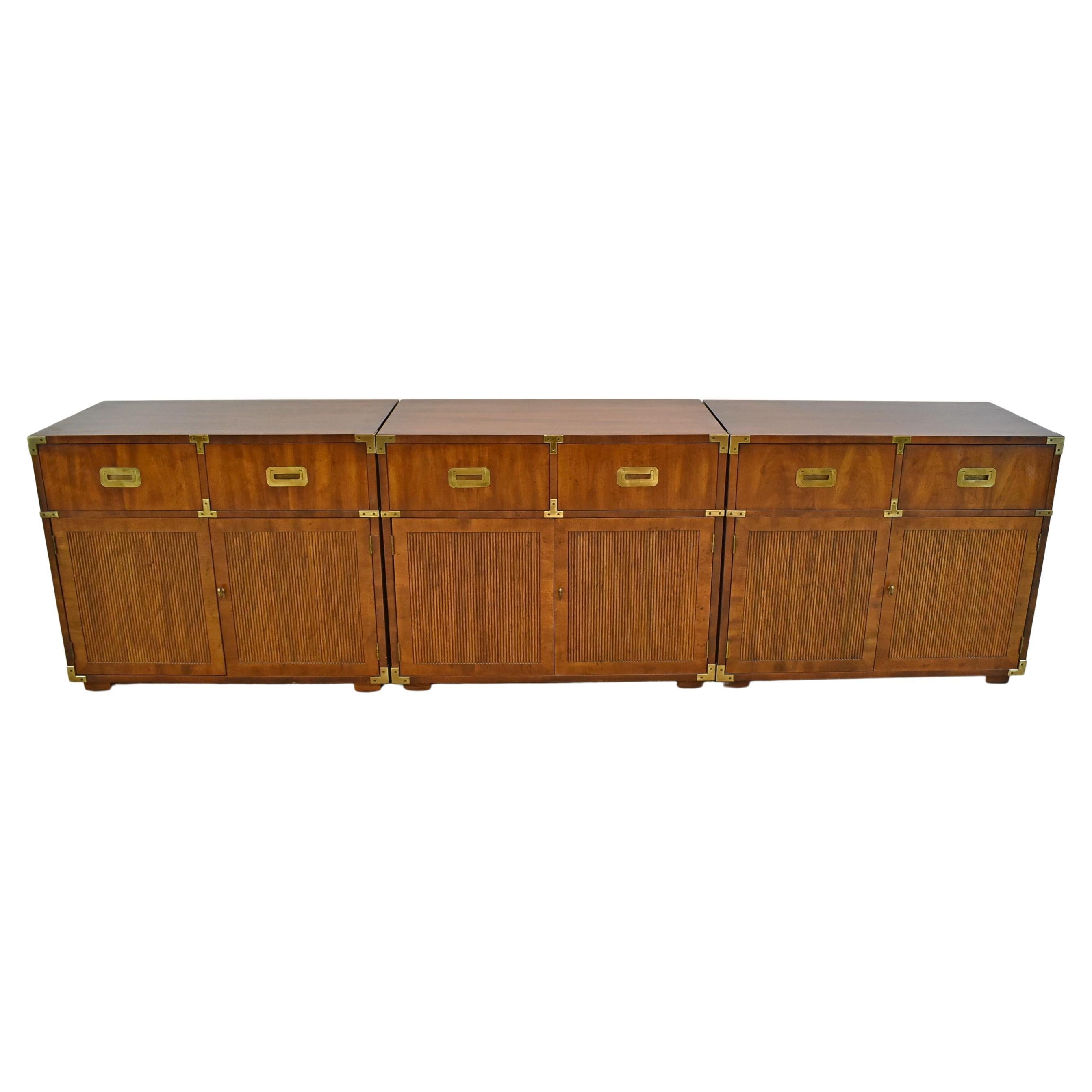 Henredon Campaign Style Walnut Chests, 1 Available