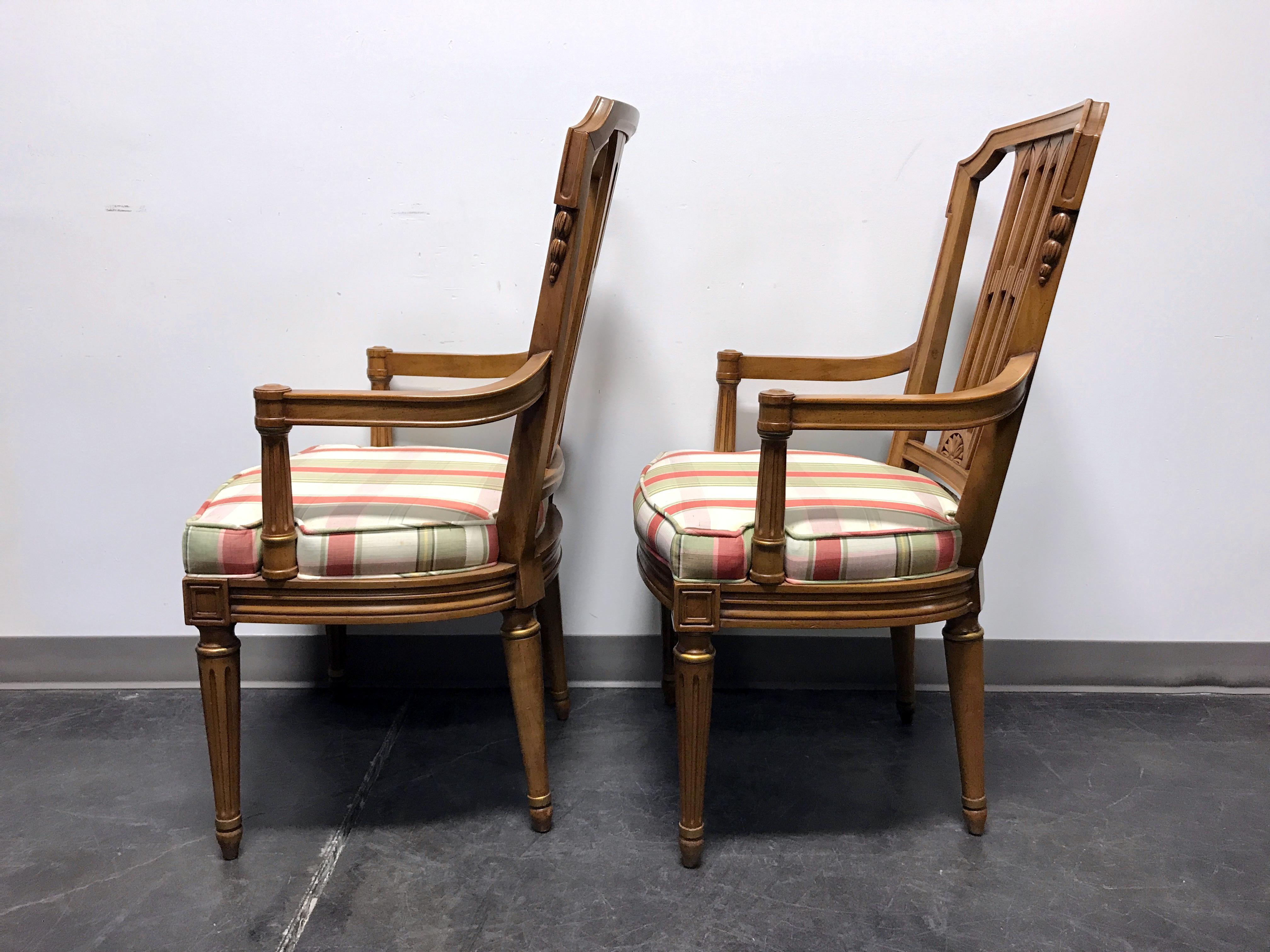 HENREDON Capri Vintage Italian Provincial Dining Armchairs - Pair In Good Condition In Charlotte, NC