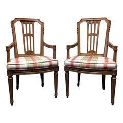 HENREDON Capri Vintage Italian Provincial Dining Armchairs - Pair